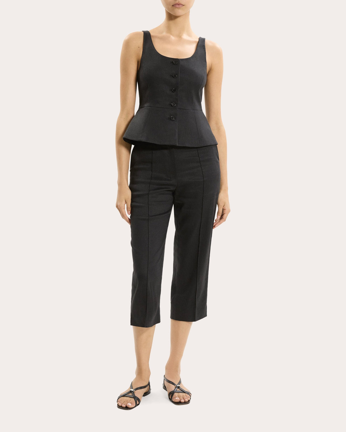 Linen Twill Peplum Vest