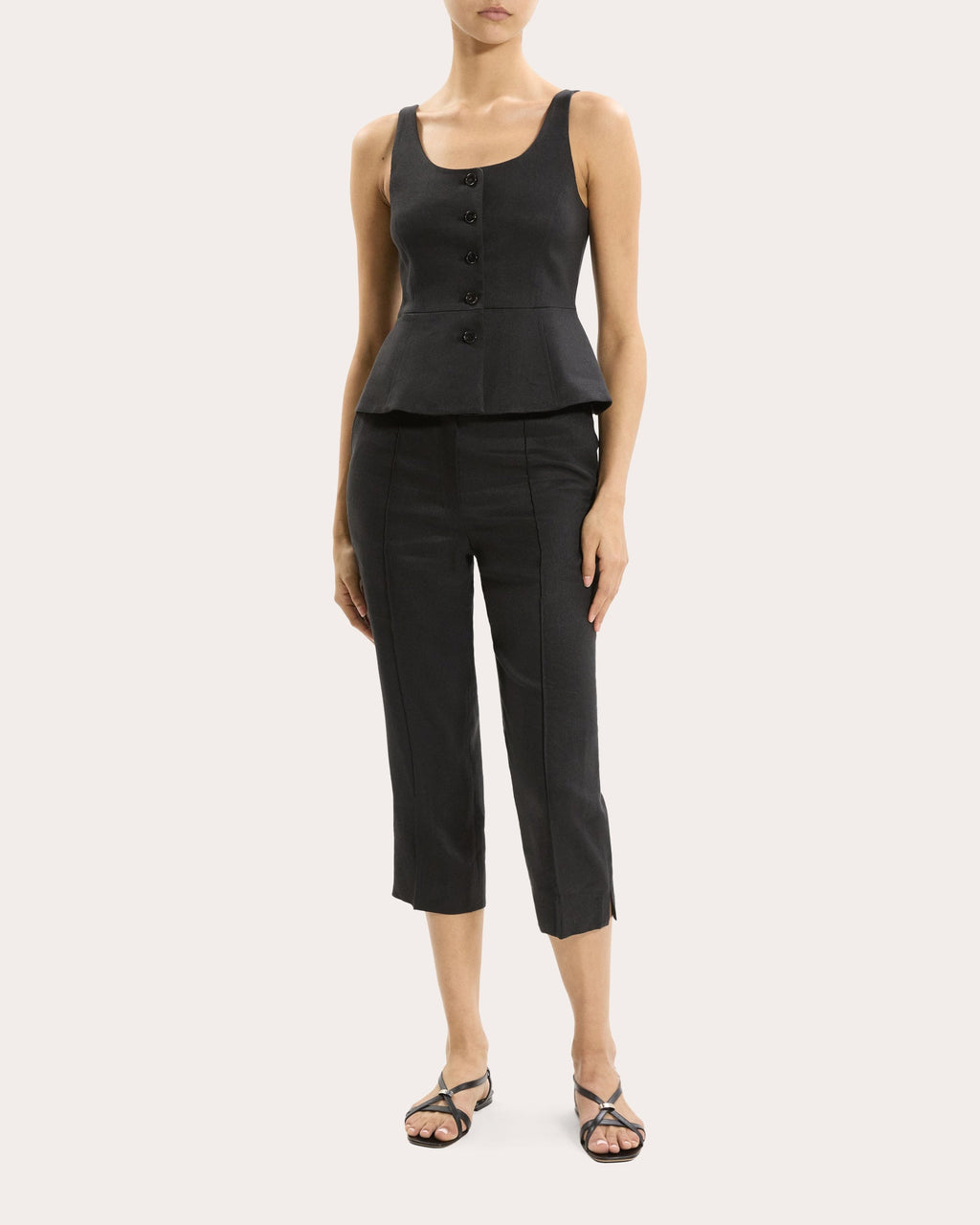 Linen Twill Peplum Vest