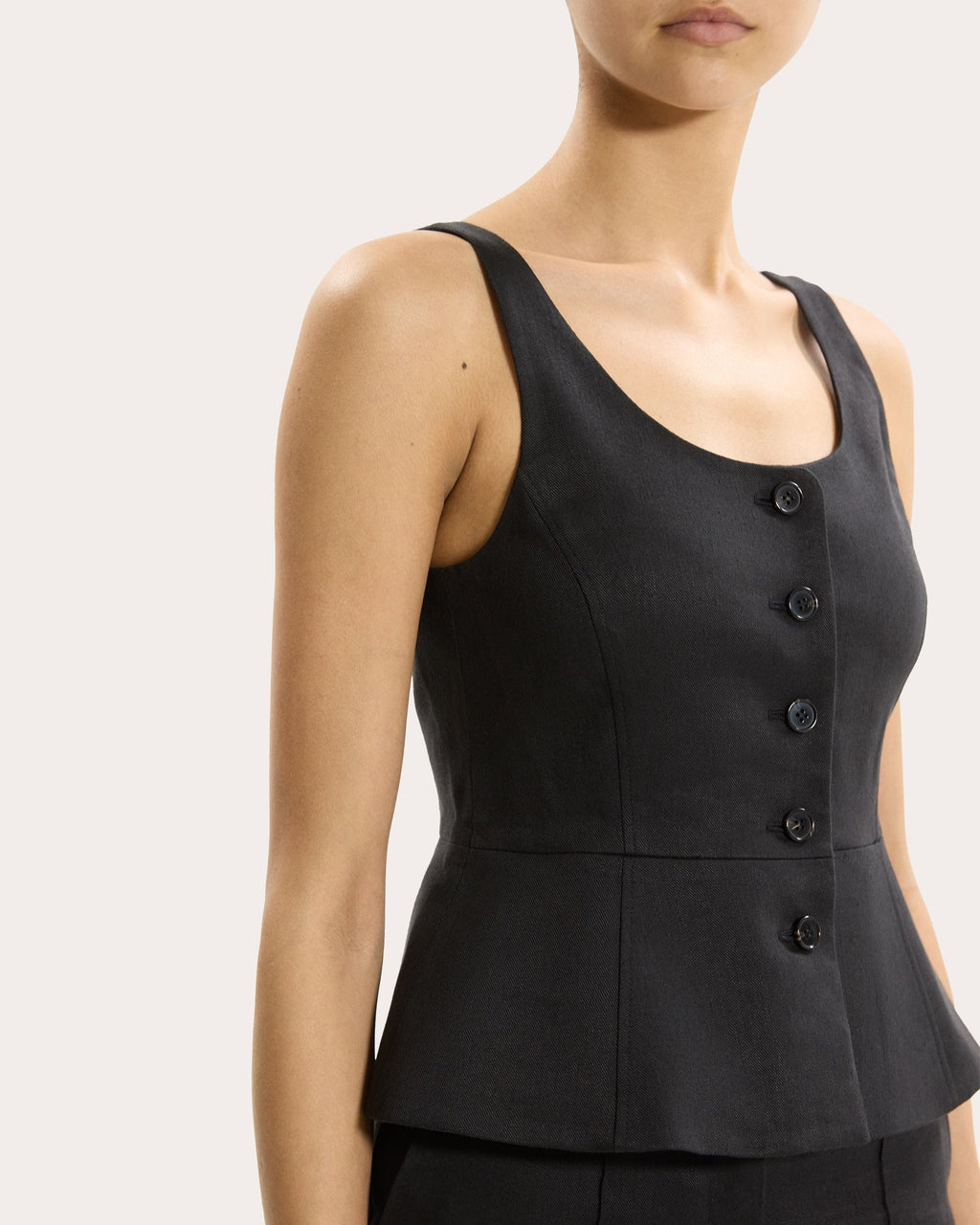 Linen Twill Peplum Vest