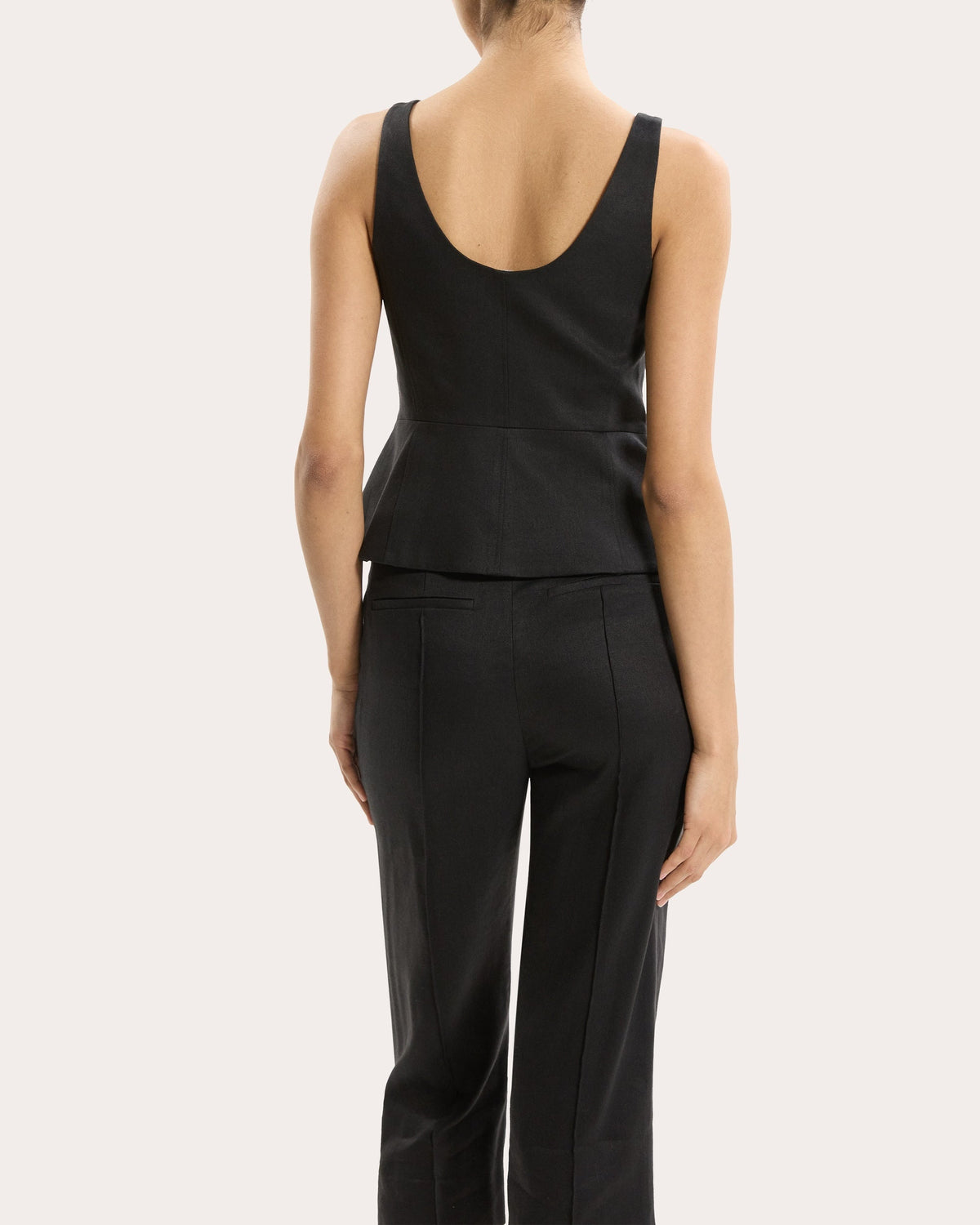 Linen Twill Peplum Vest