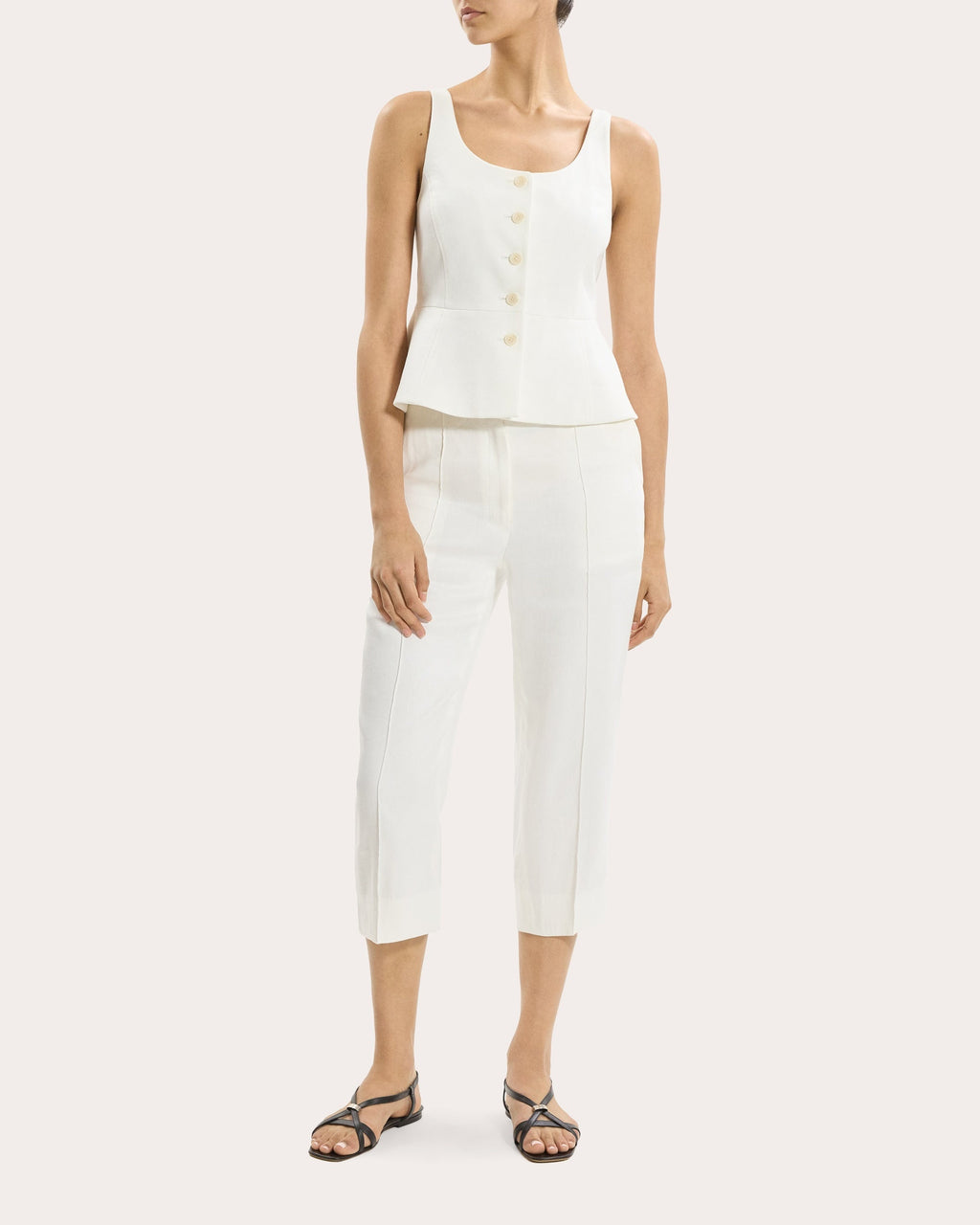 Linen Twill Peplum Vest