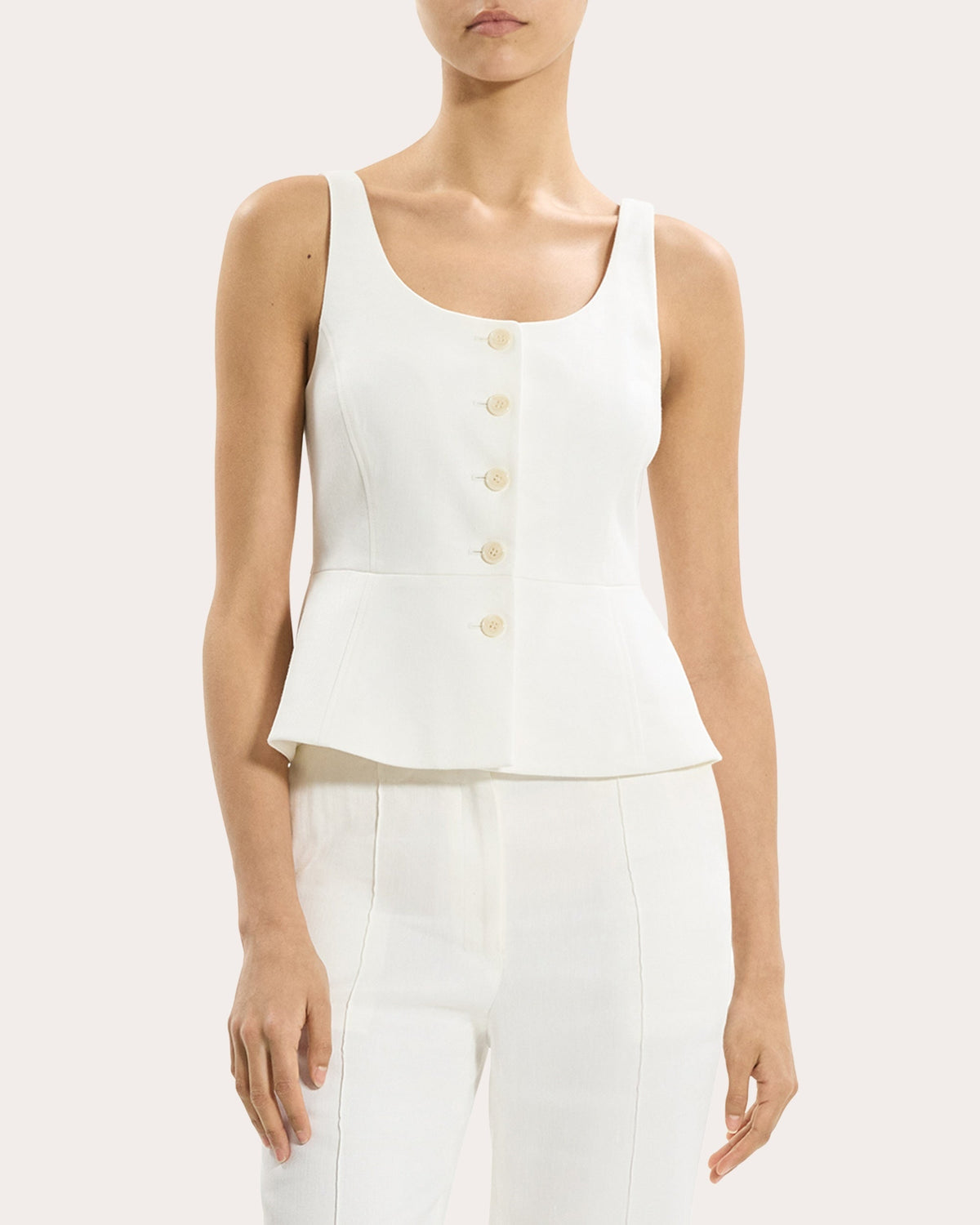 Linen Twill Peplum Vest