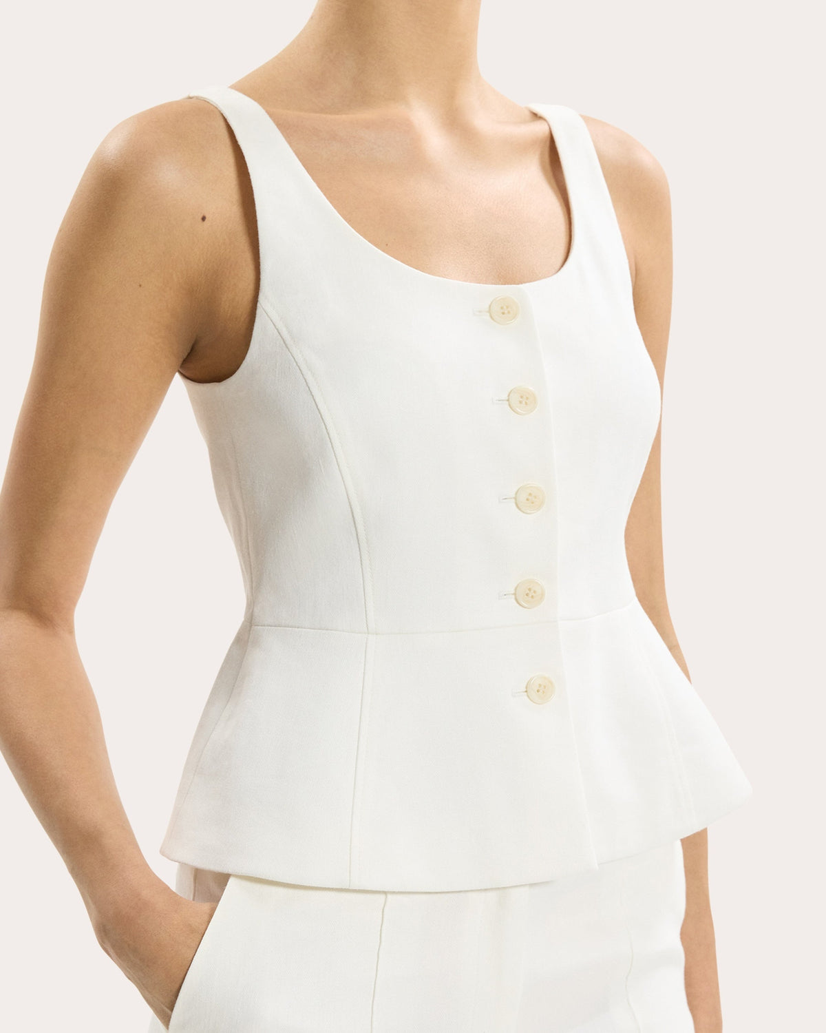 Linen Twill Peplum Vest