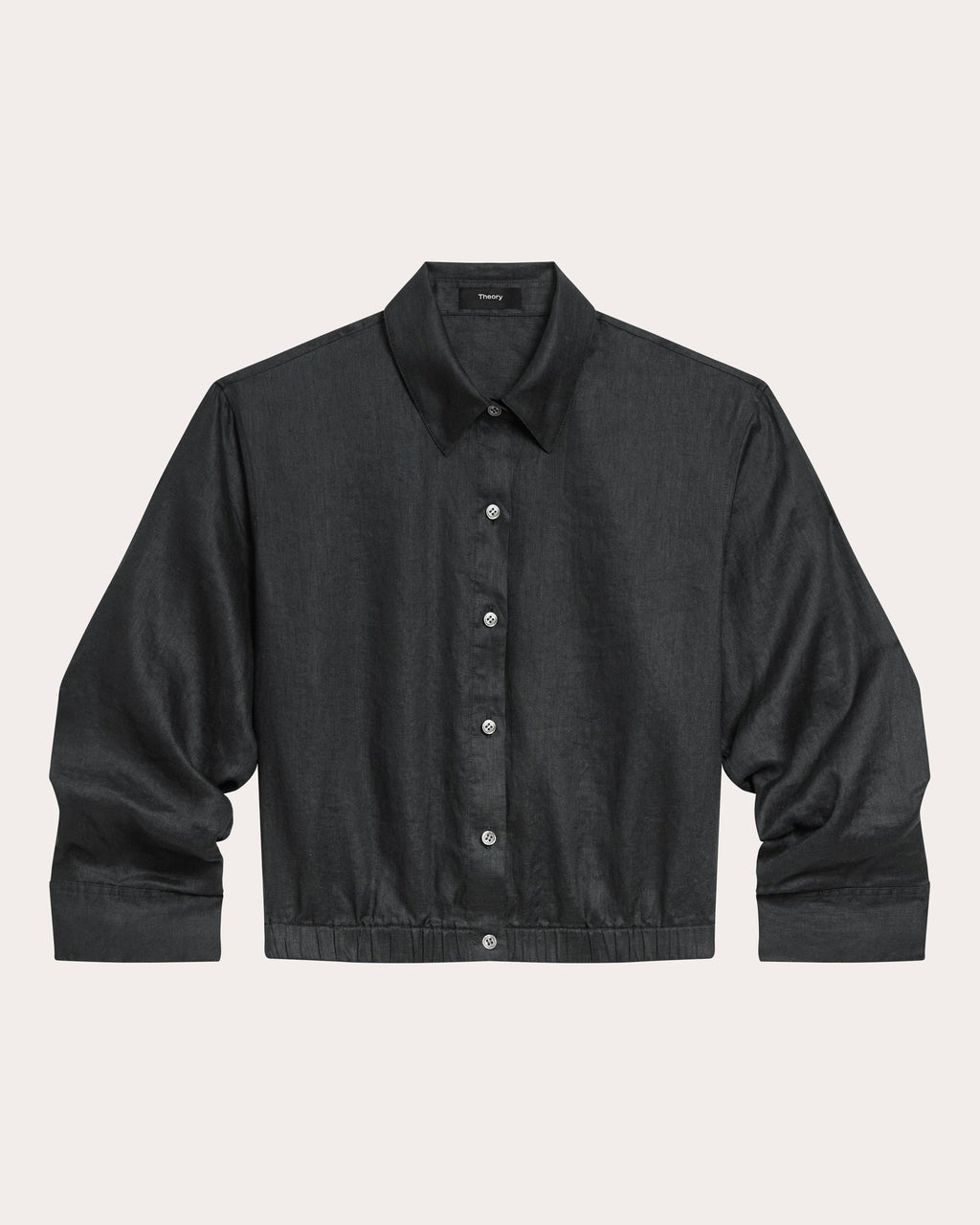 Linen Scrunched Crop Button-Up
