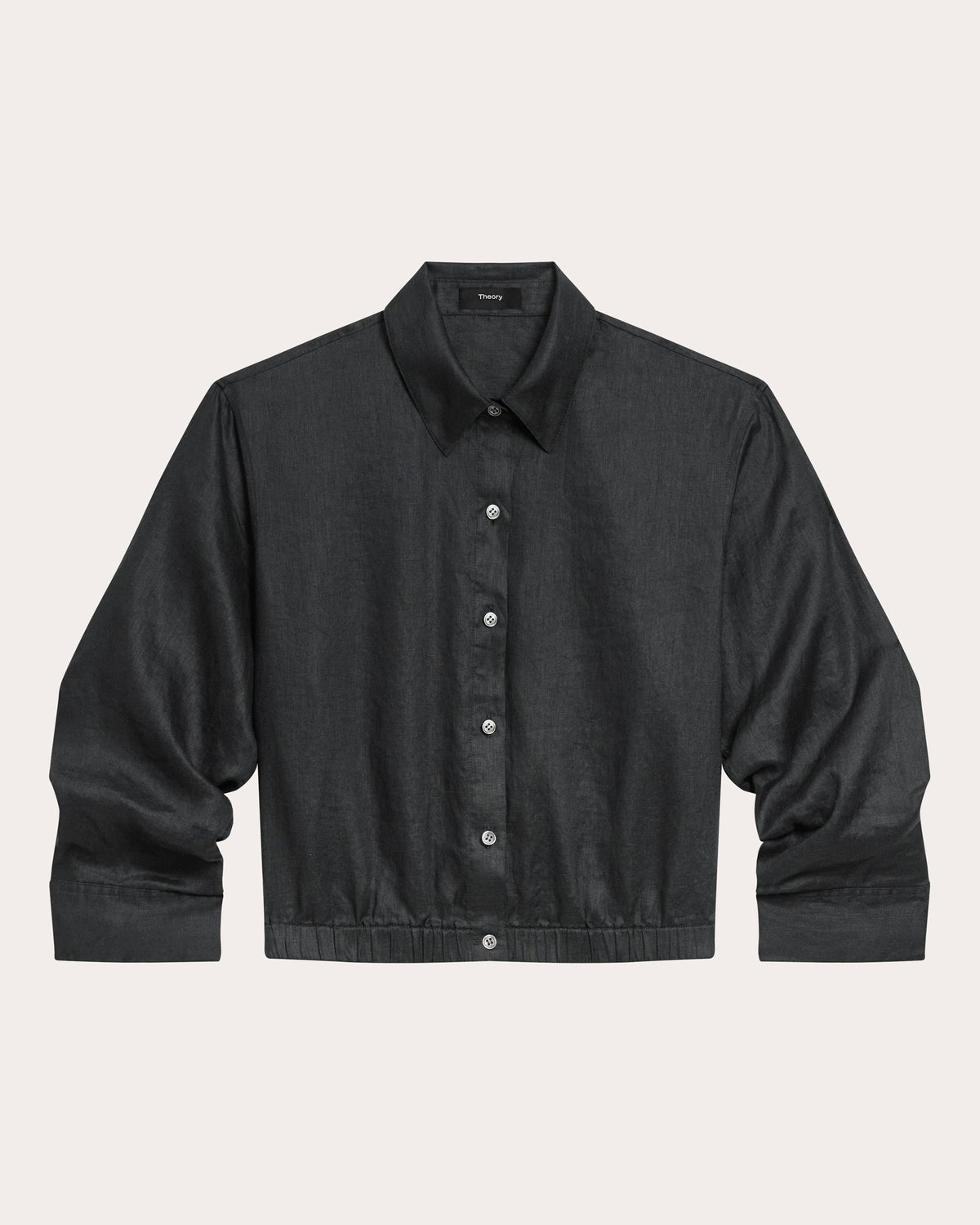 Linen Scrunched Crop Button-Up