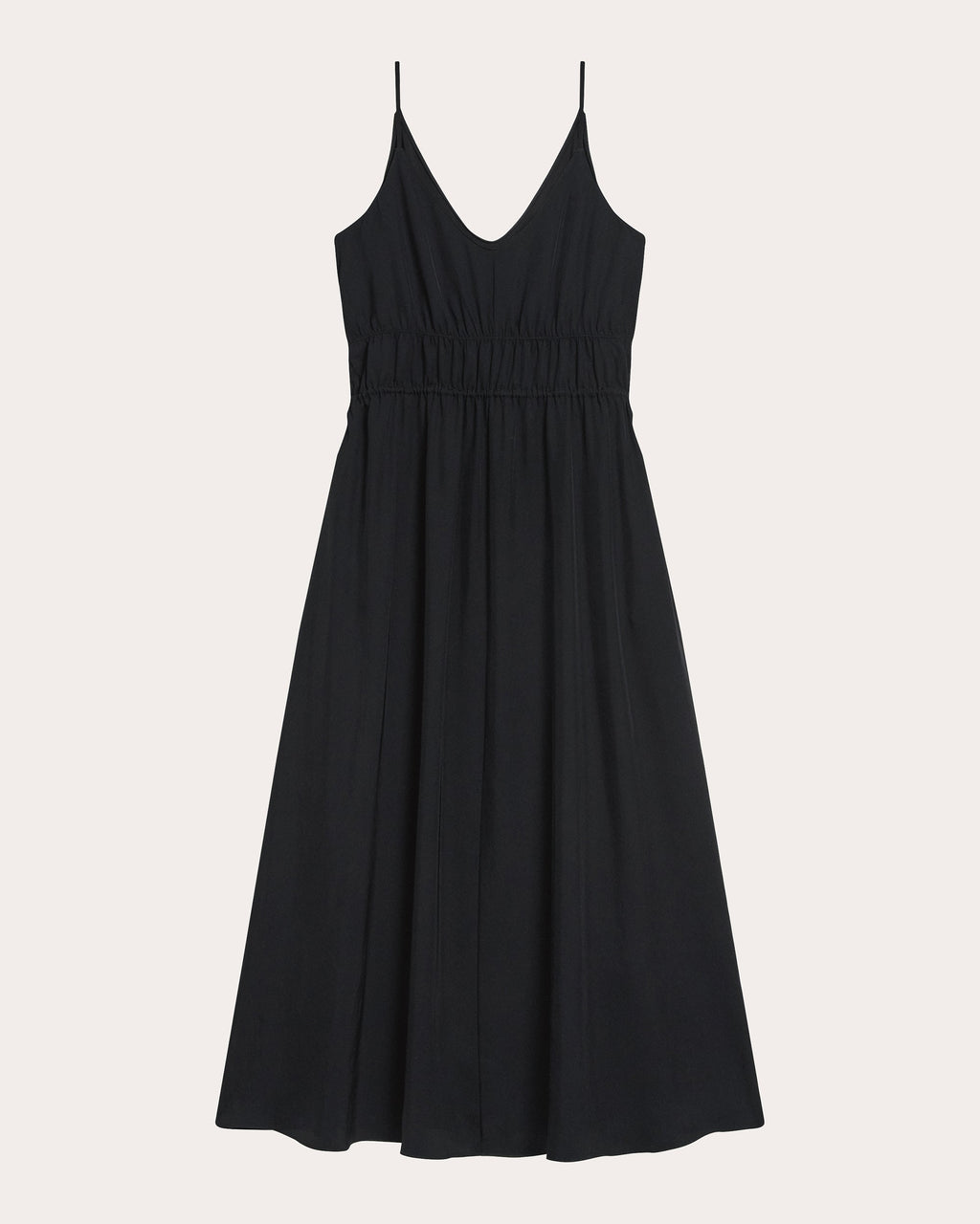 Washed Twill Gathered Midi Dress