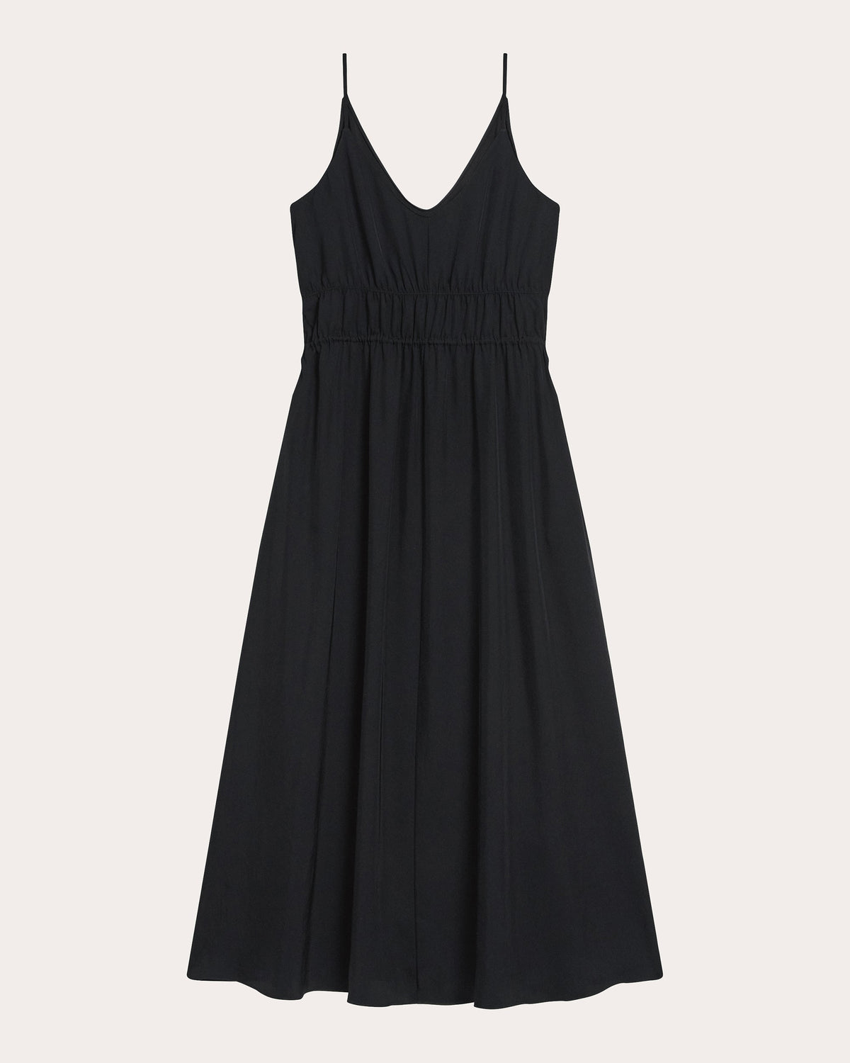 Washed Twill Gathered Midi Dress