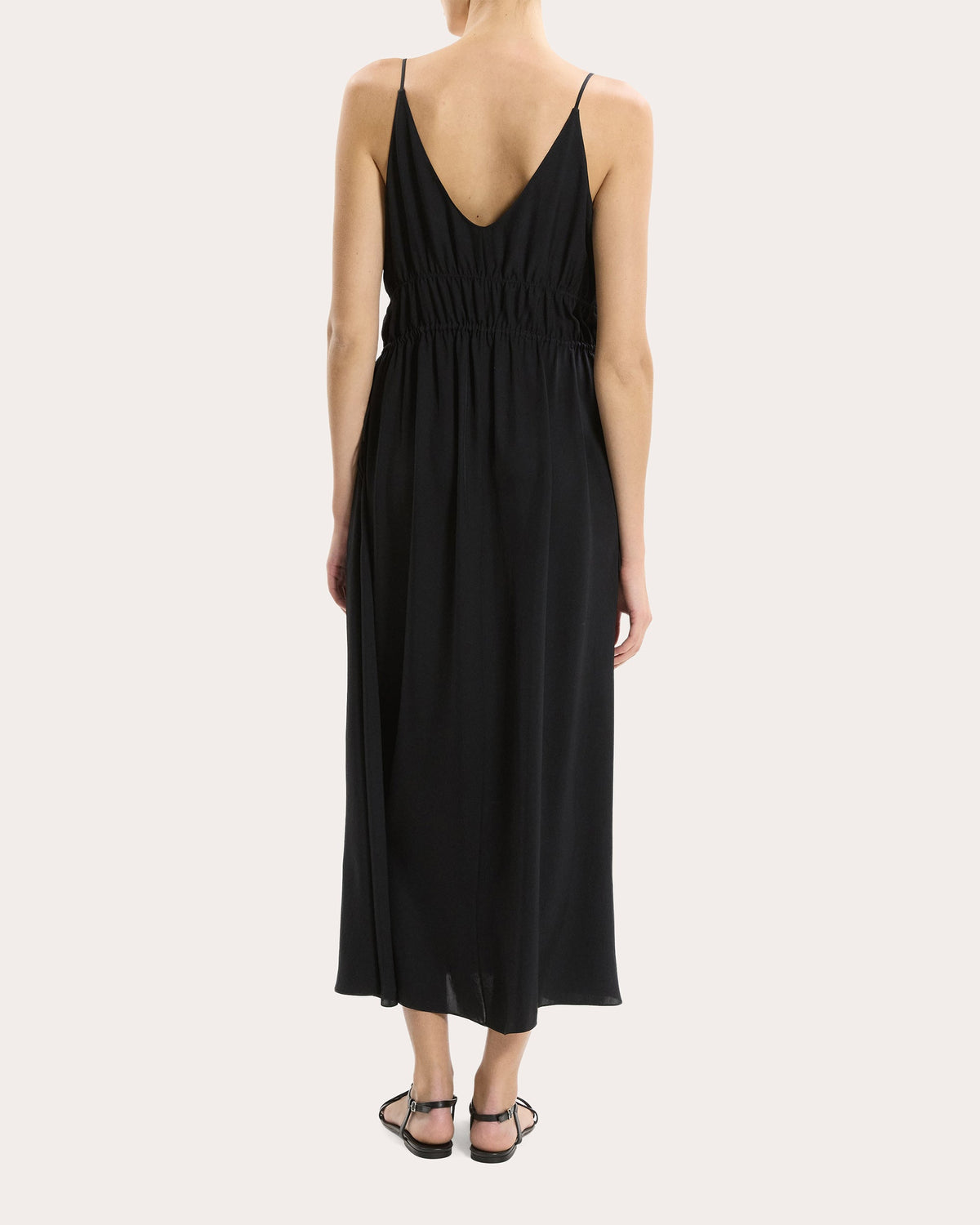 Washed Twill Gathered Midi Dress