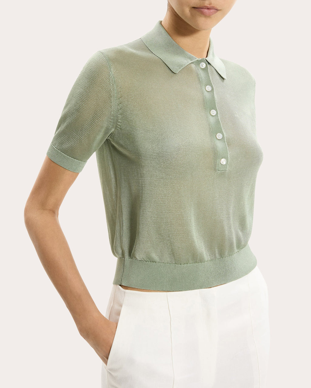 Sheer Lustrous Knit Polo
