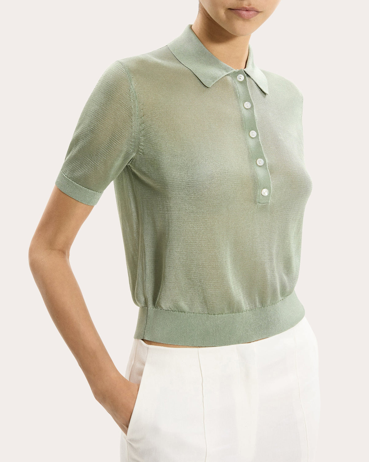 Sheer Lustrous Knit Polo