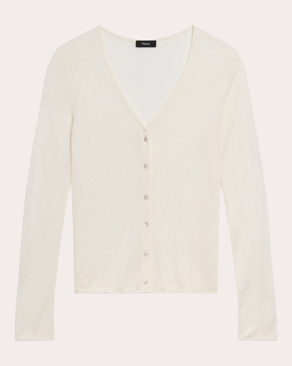 Sheer Lustrous Knit Rolled Cardigan