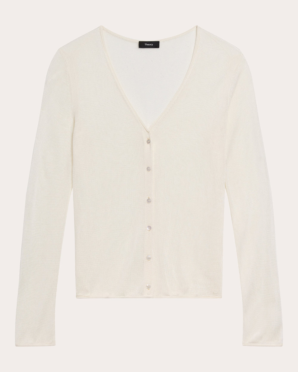 Sheer Lustrous Knit Rolled Cardigan