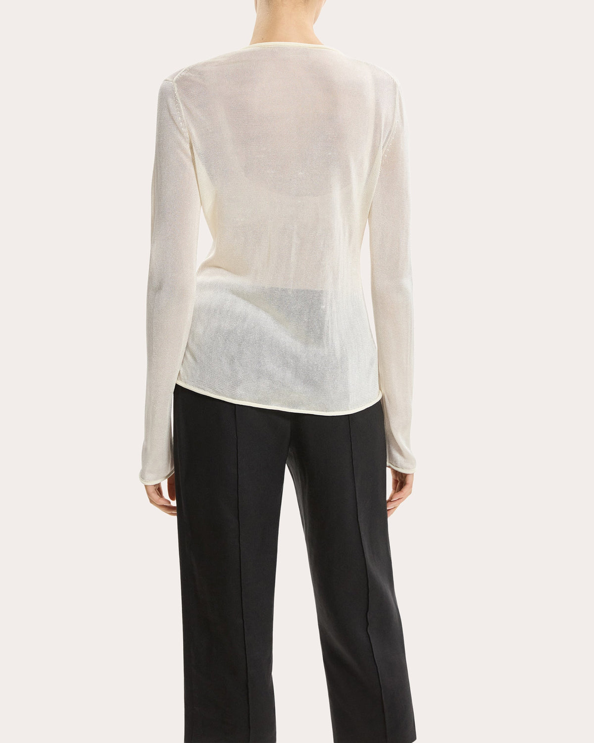 Sheer Lustrous Knit Rolled Cardigan