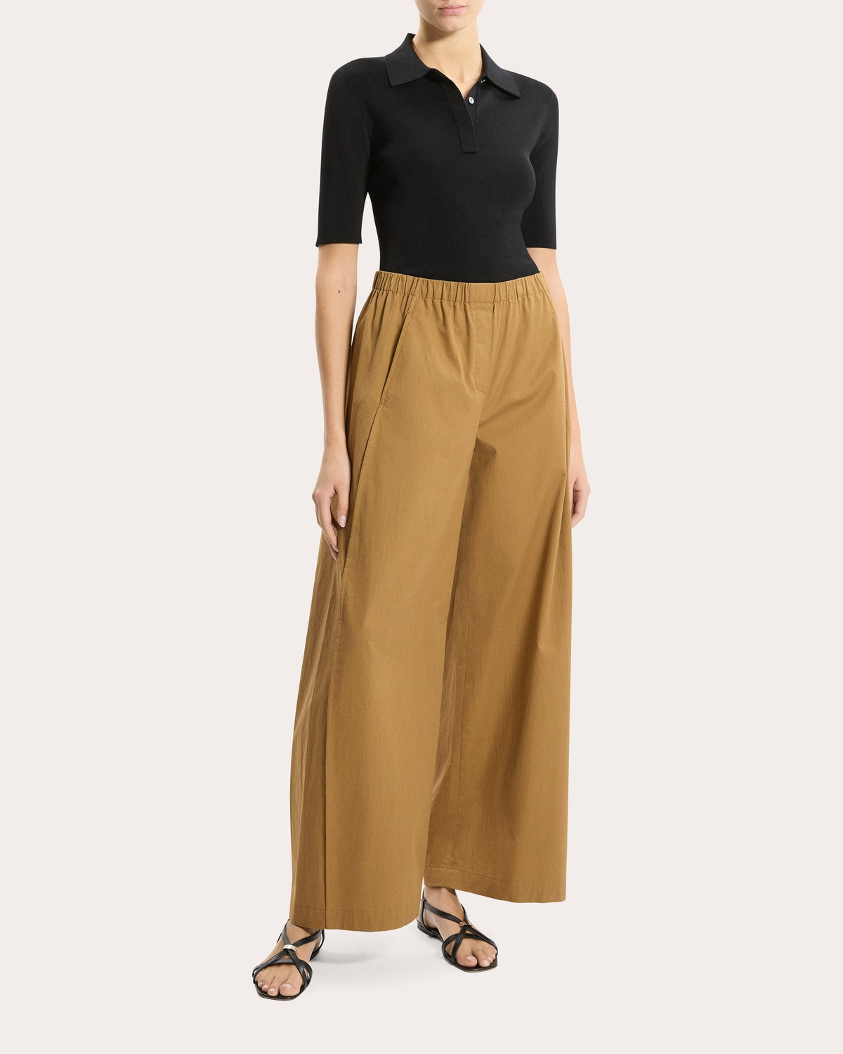 Cotton Curved Parachute Pants