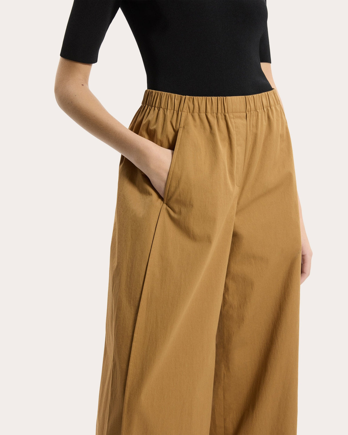 Cotton Curved Parachute Pants