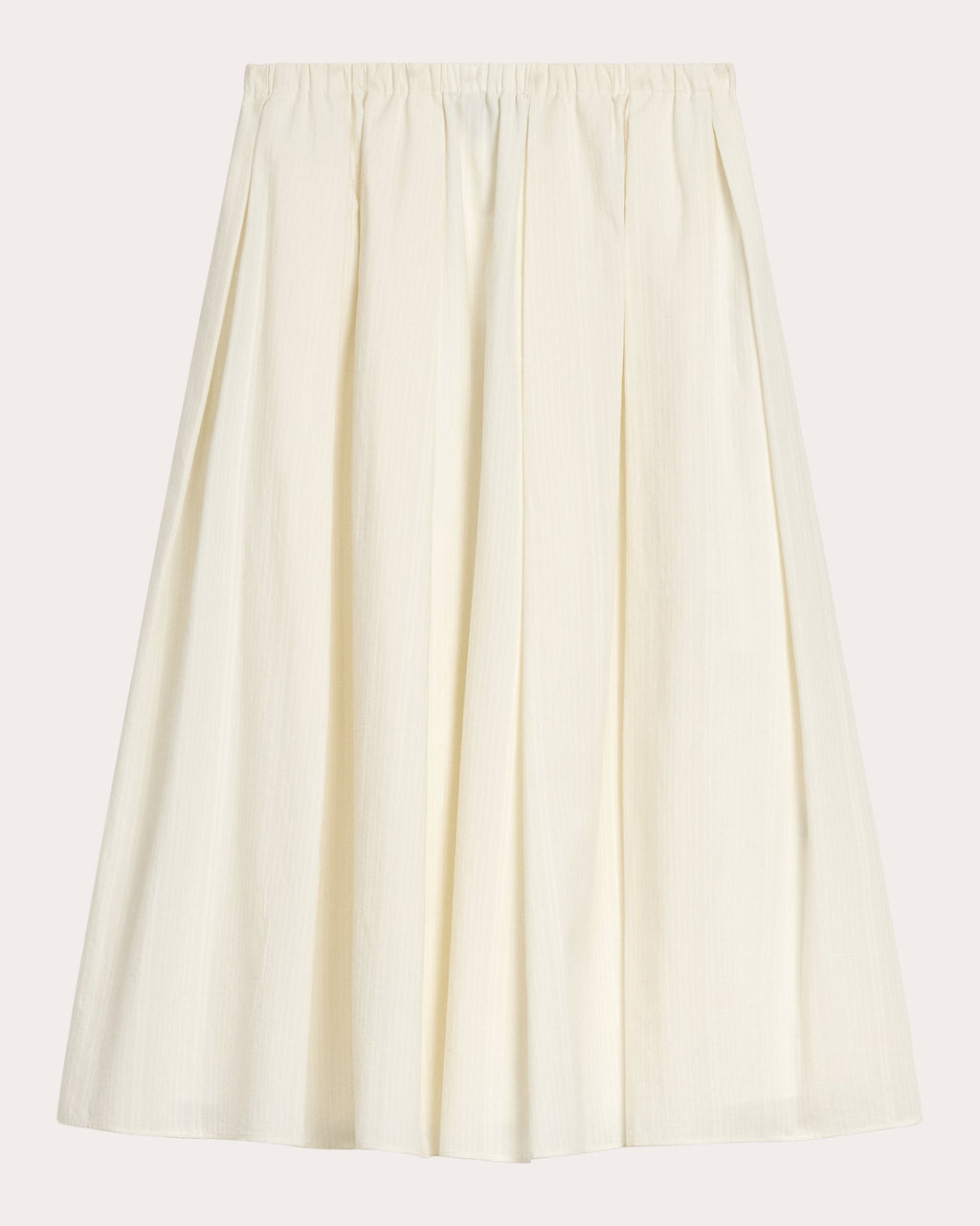 Corded Cotton Pleated Midi Skirt