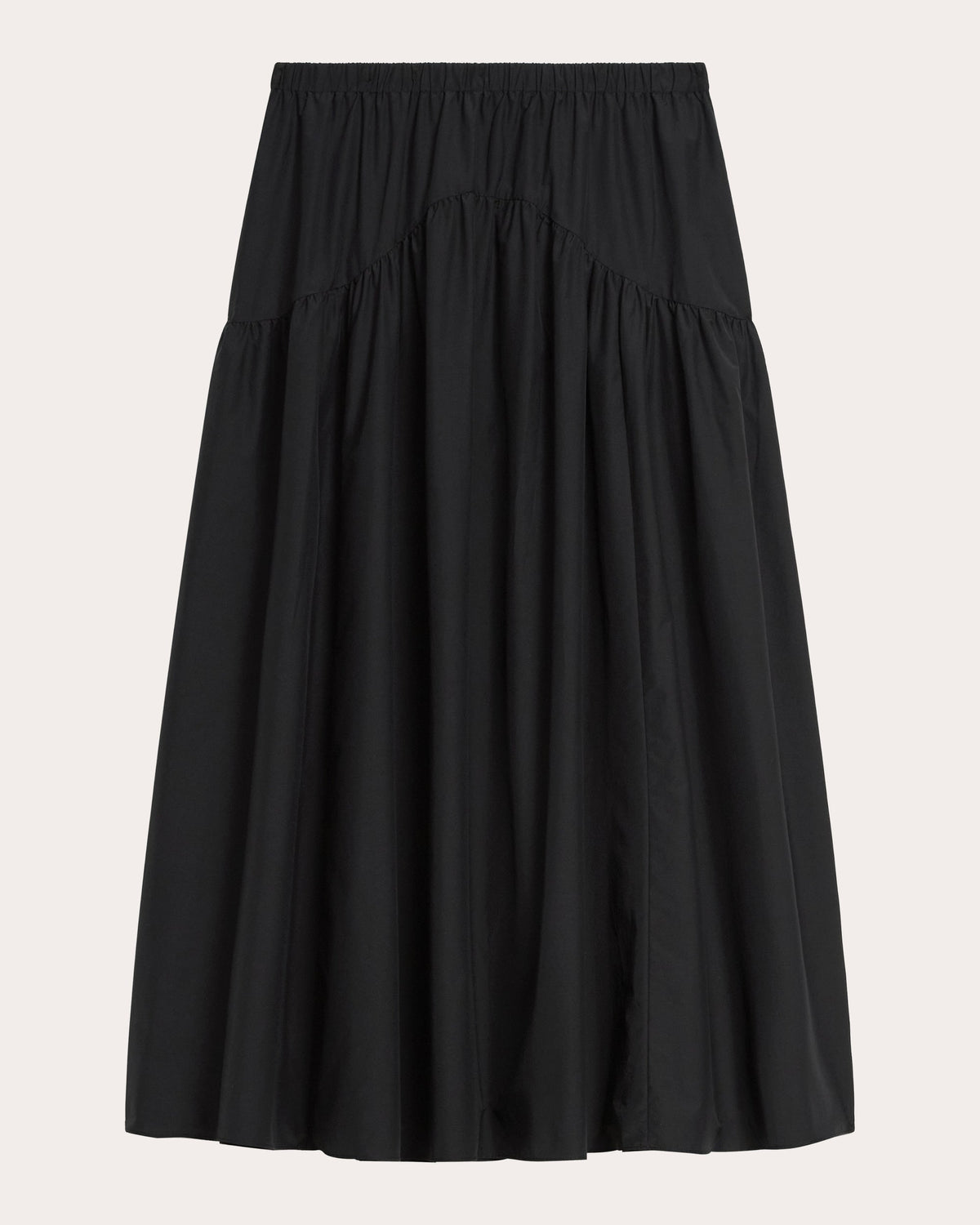 Gathered Yoke Circle Midi Skirt