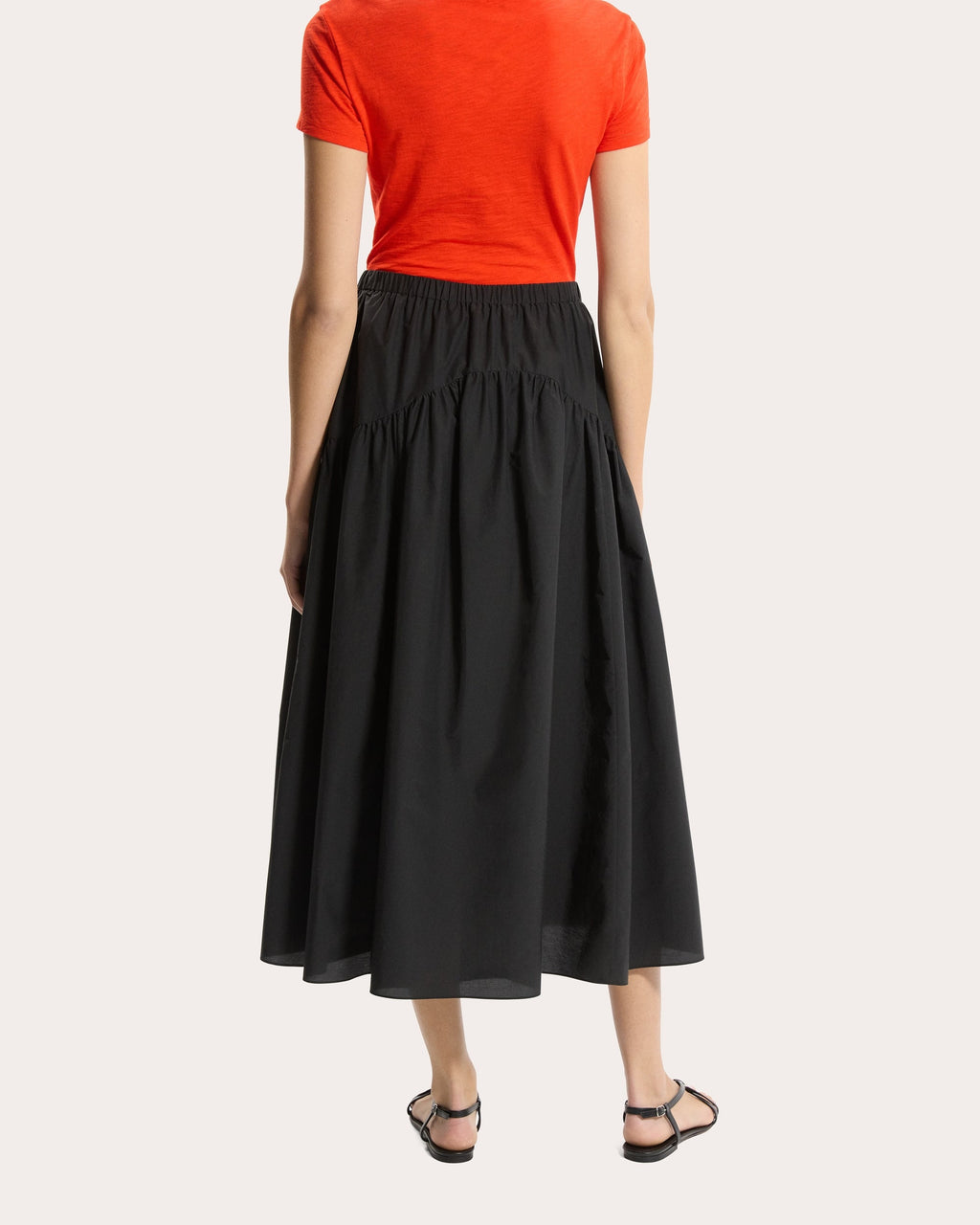 Gathered Yoke Circle Midi Skirt