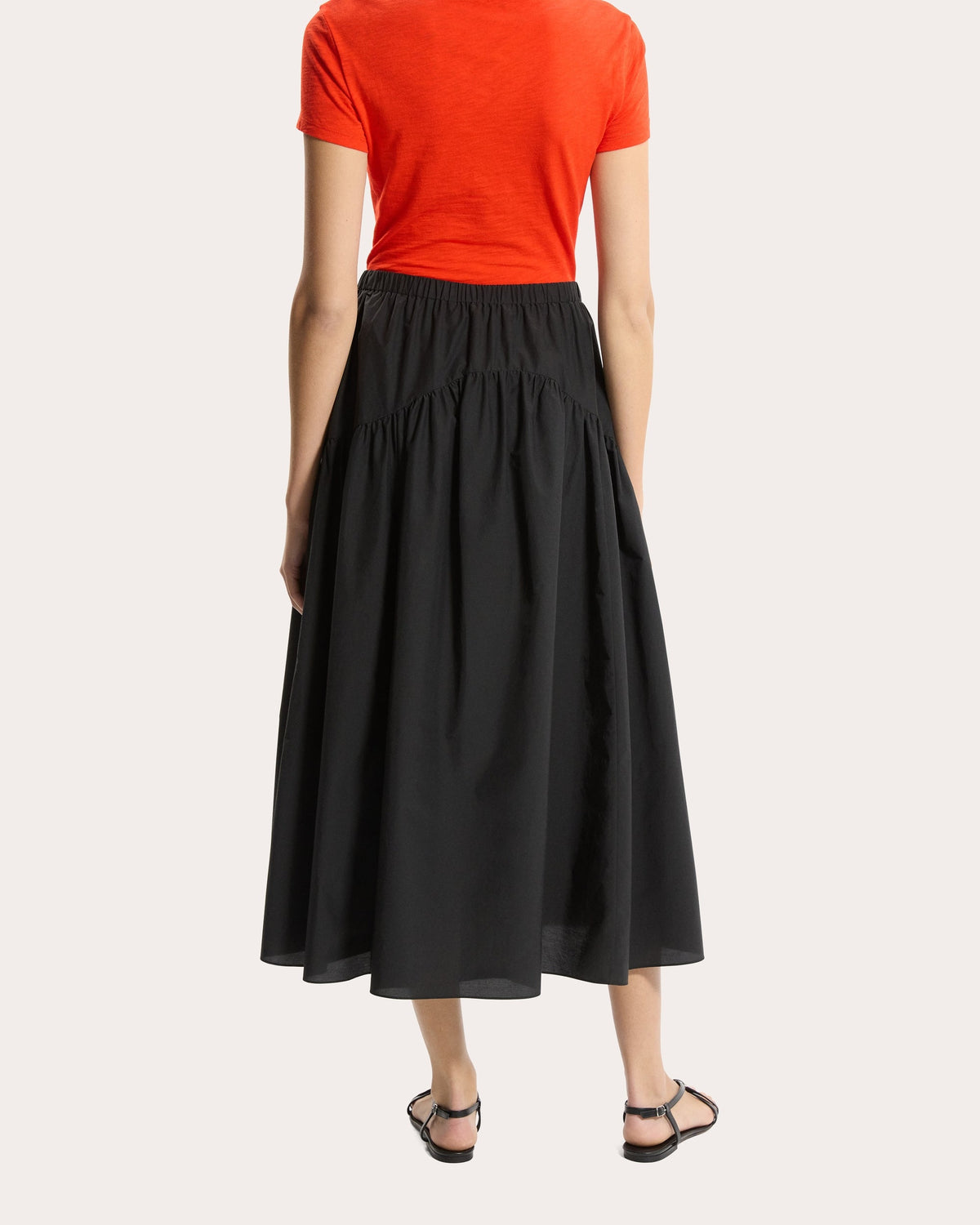 Gathered Yoke Circle Midi Skirt