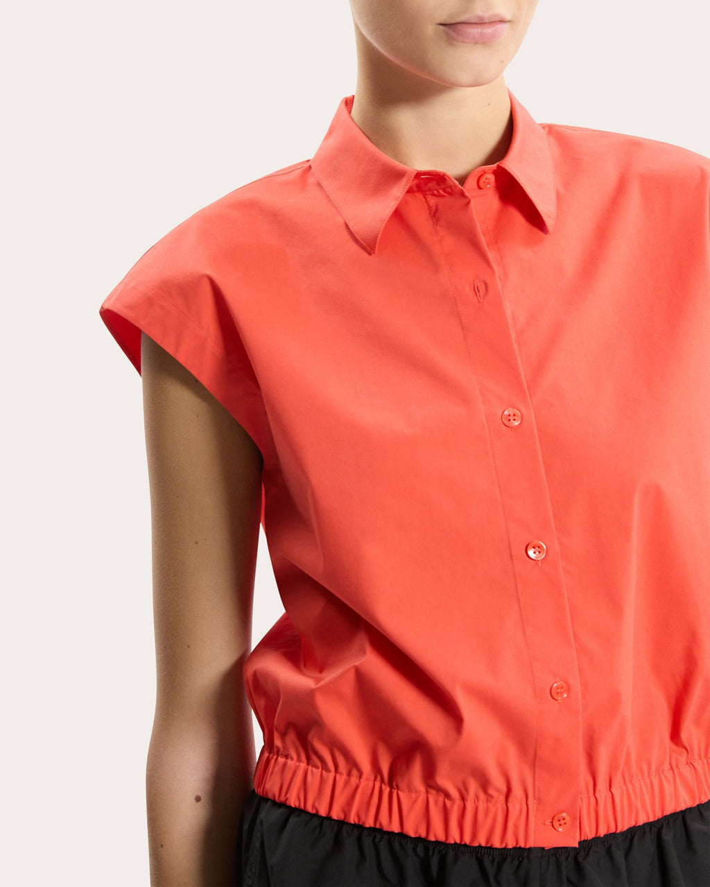 Relaxed Poplin Cap-Sleeve Shirt