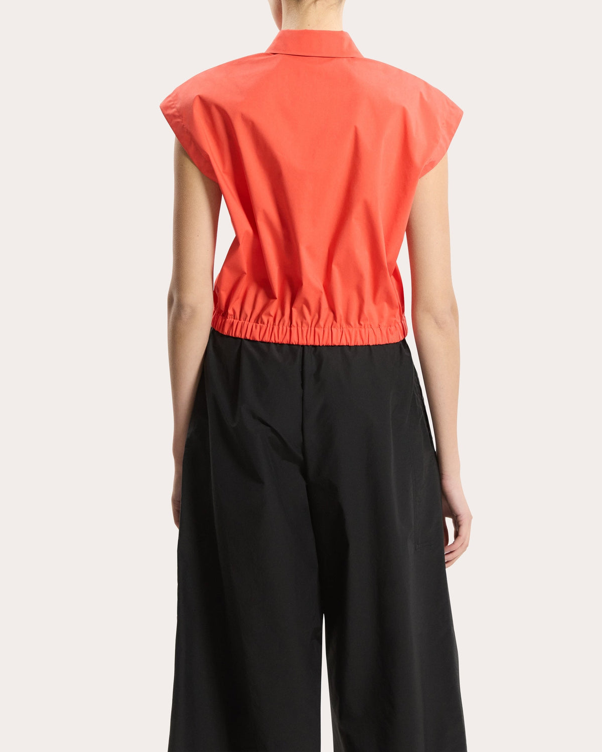 Relaxed Poplin Cap-Sleeve Shirt