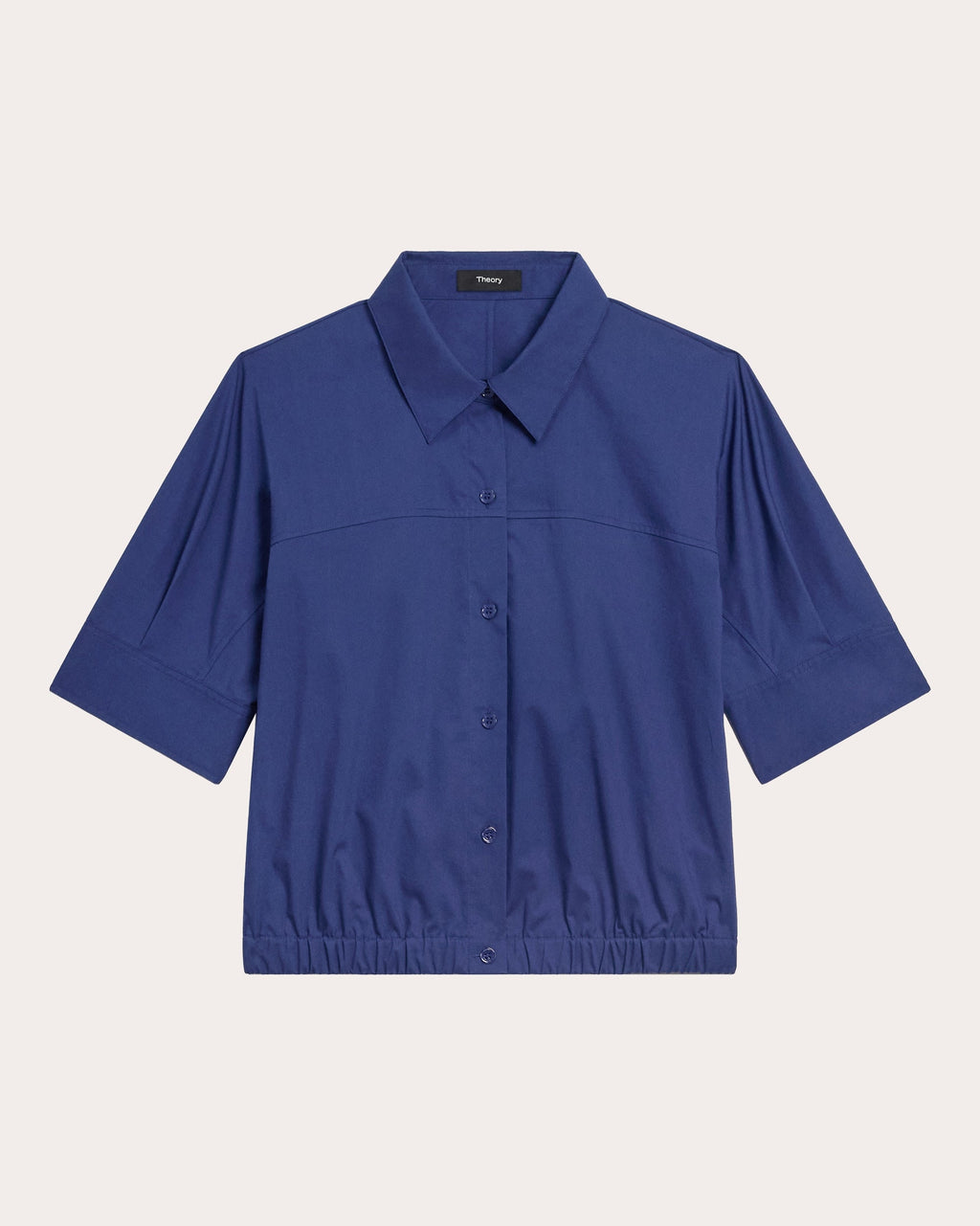 Relaxed Poplin Elasticized Button-Up