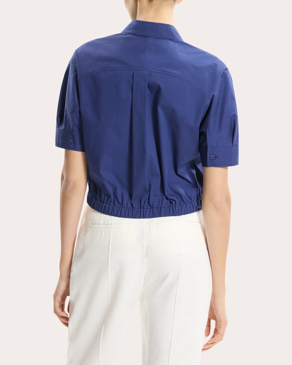 Relaxed Poplin Elasticized Button-Up