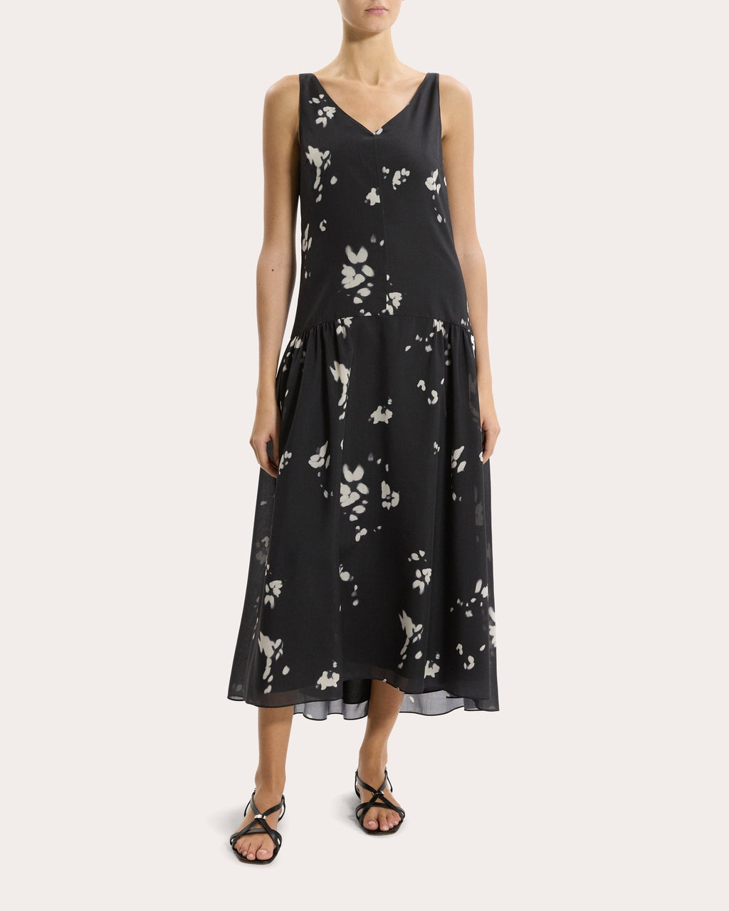 Floral Gathered Drop-Waist Dress