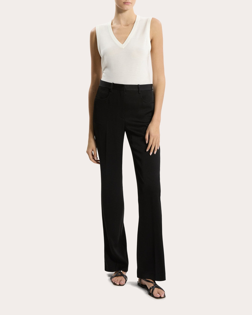 Satin Slim Straight-Leg Pants