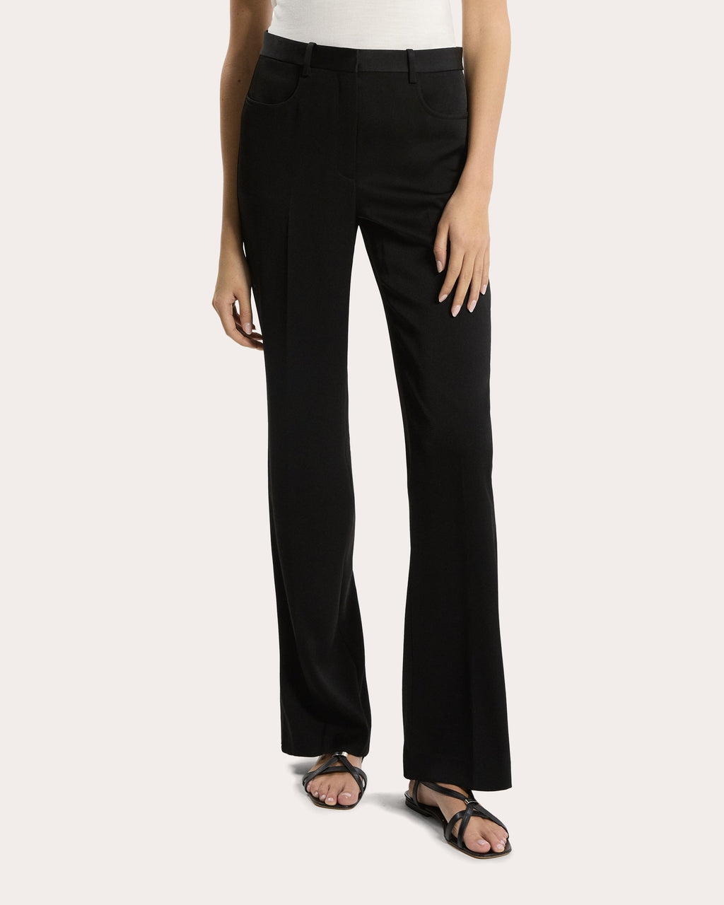 Satin Slim Straight-Leg Pants