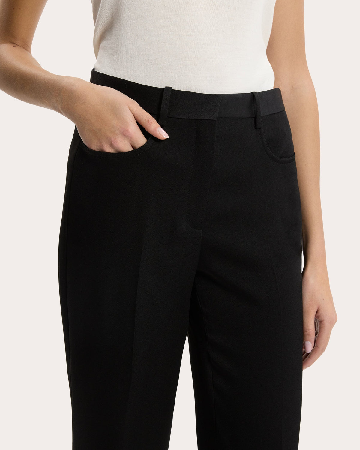 Satin Slim Straight-Leg Pants