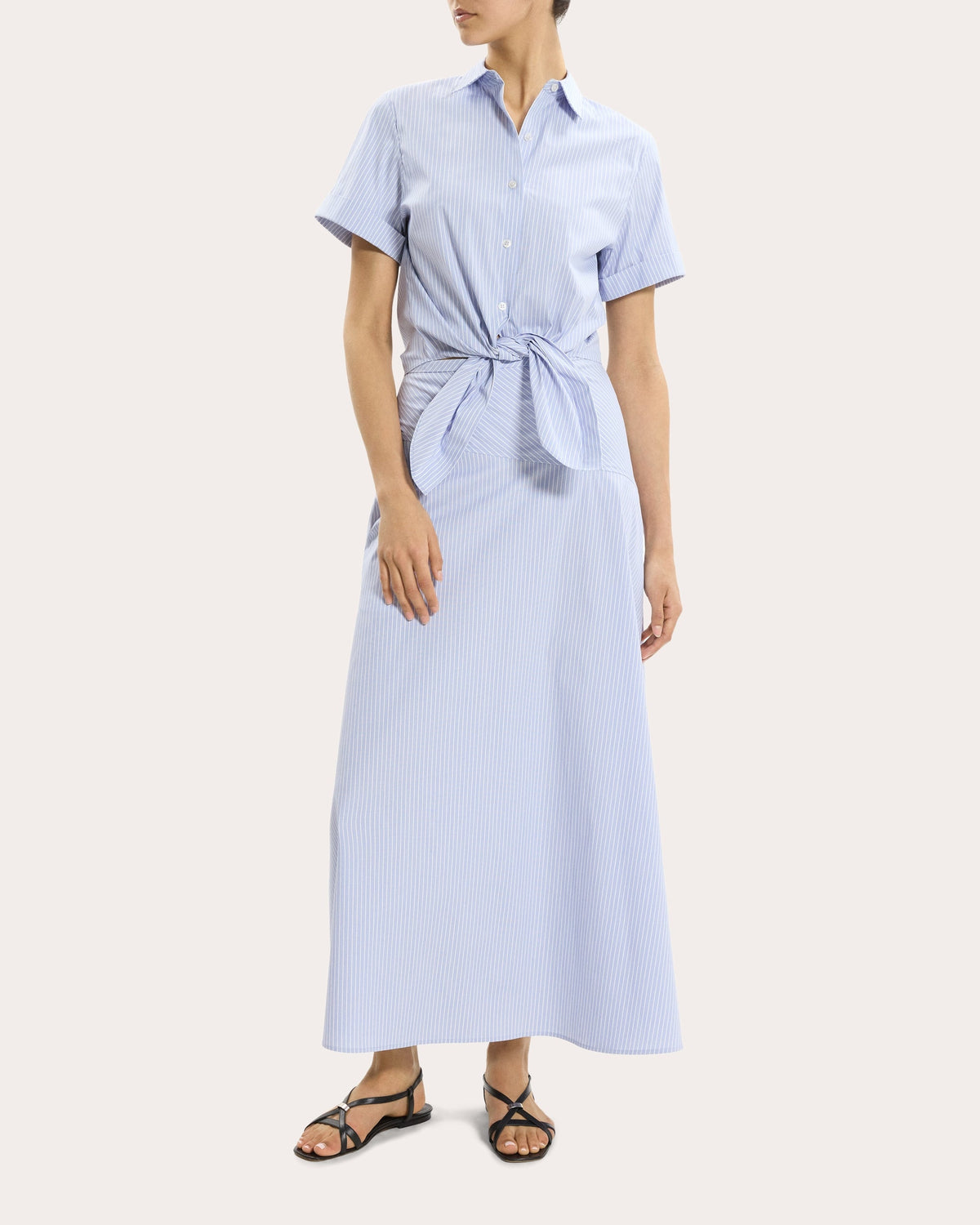 Stripe Tie-Front Button-Up