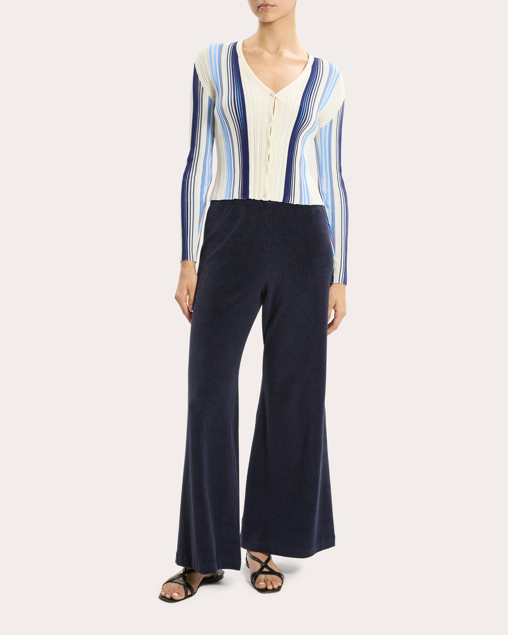 Stripe Rib Knit Slim Cardigan