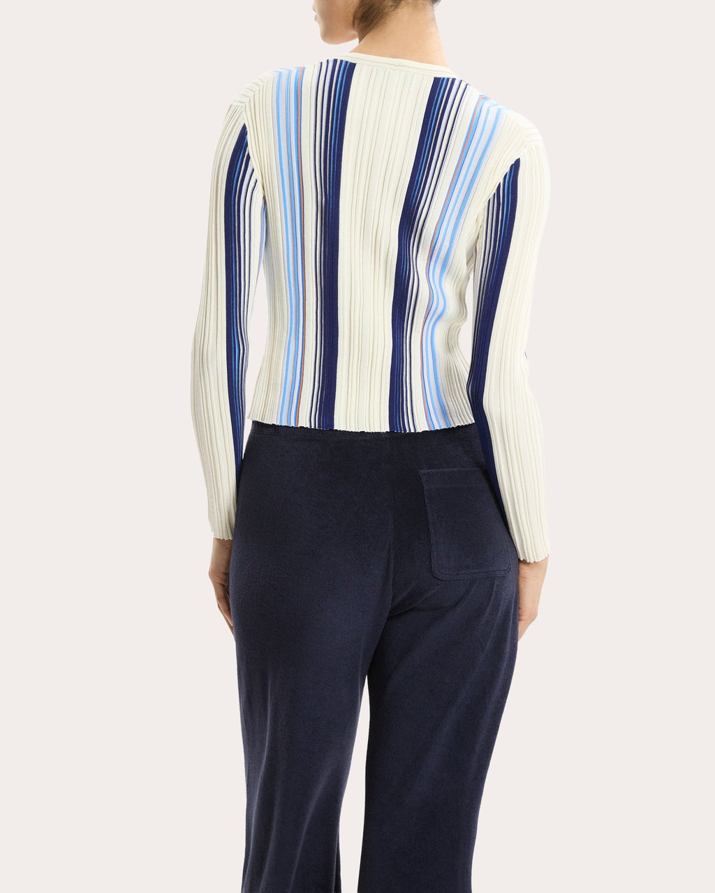 Stripe Rib Knit Slim Cardigan