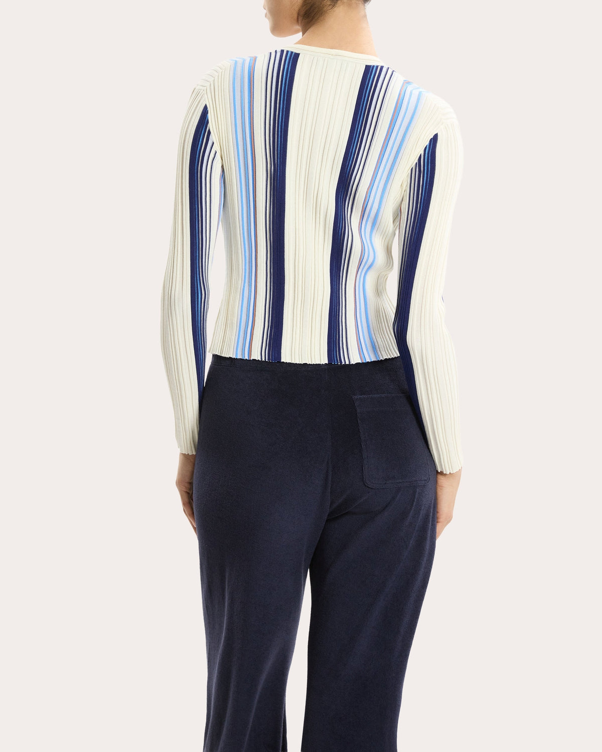 Stripe Rib Knit Slim Cardigan