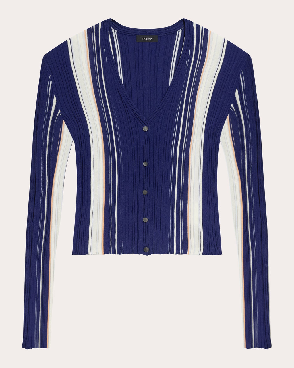 Stripe Rib Knit Slim Cardigan