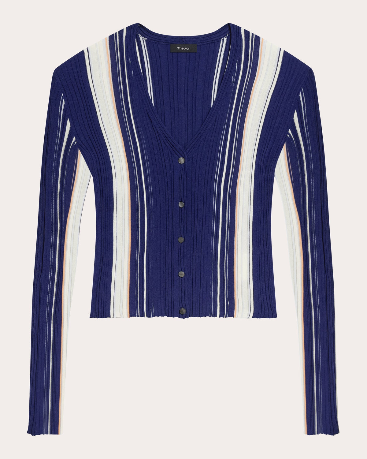 Stripe Rib Knit Slim Cardigan