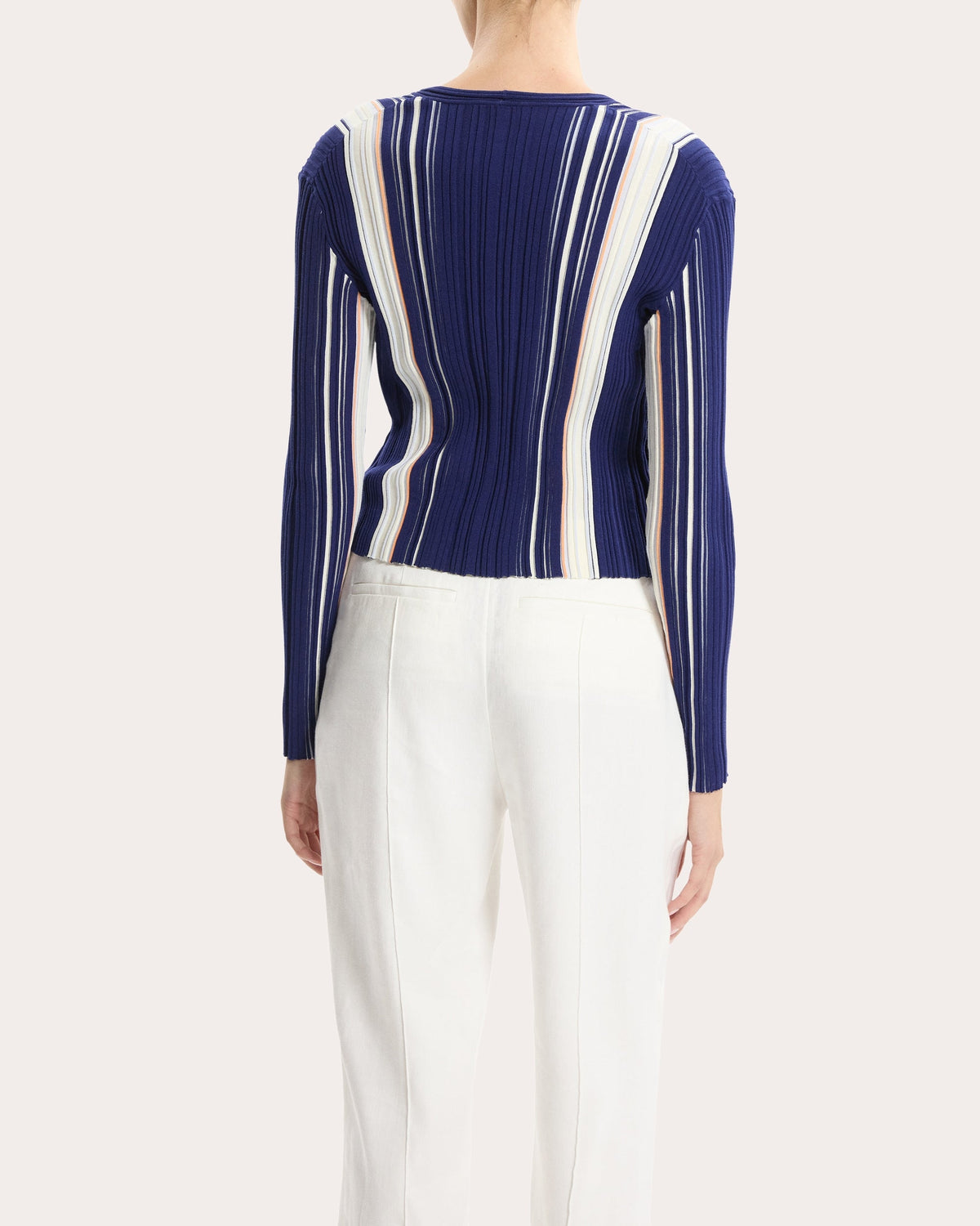 Stripe Rib Knit Slim Cardigan