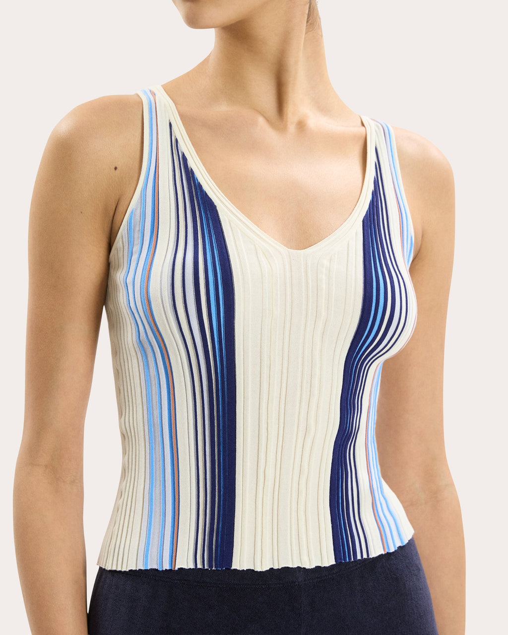 Stripe Rib Knit Scoop Neck Tank