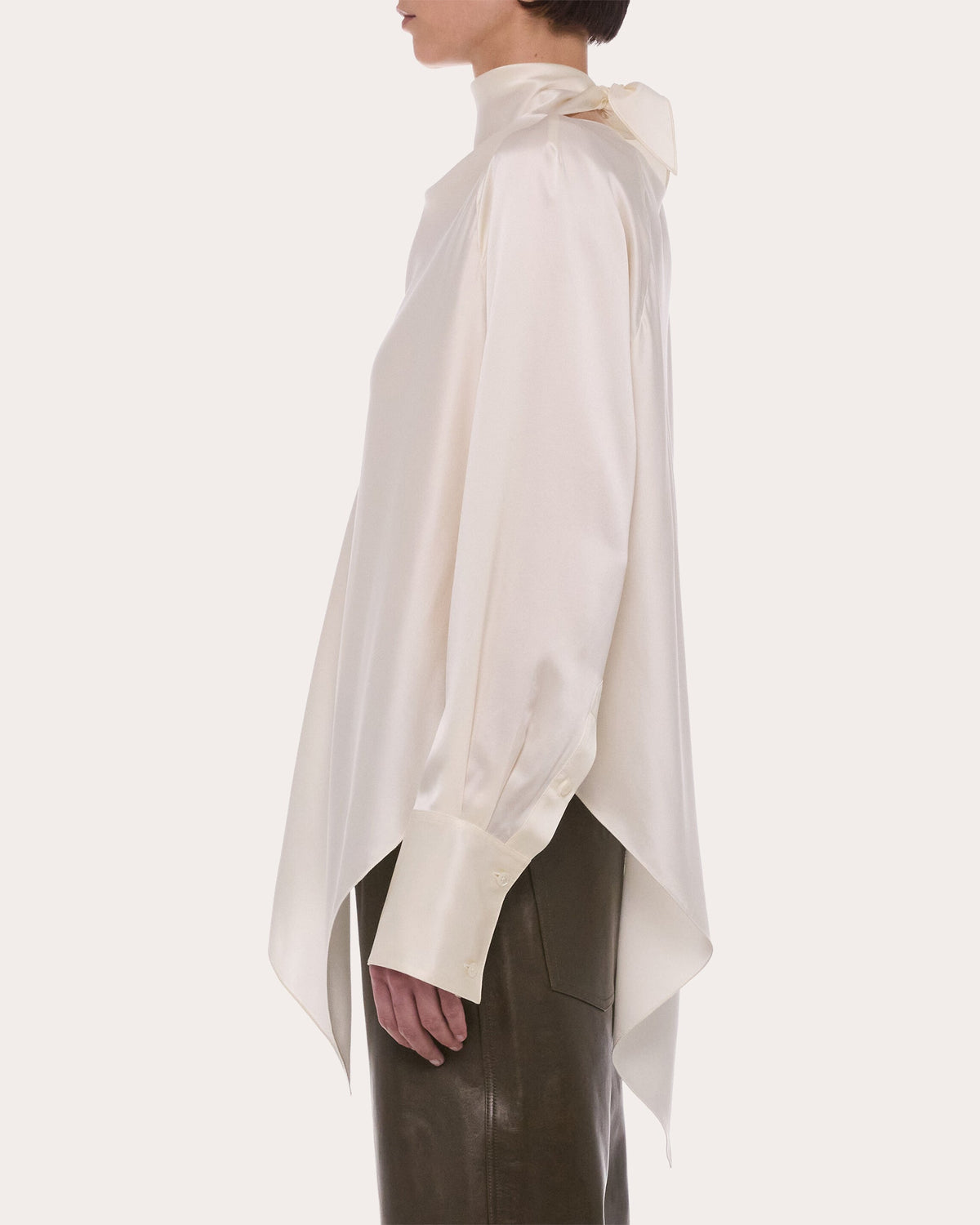 Silk Tie-Neck Handkerchief Top