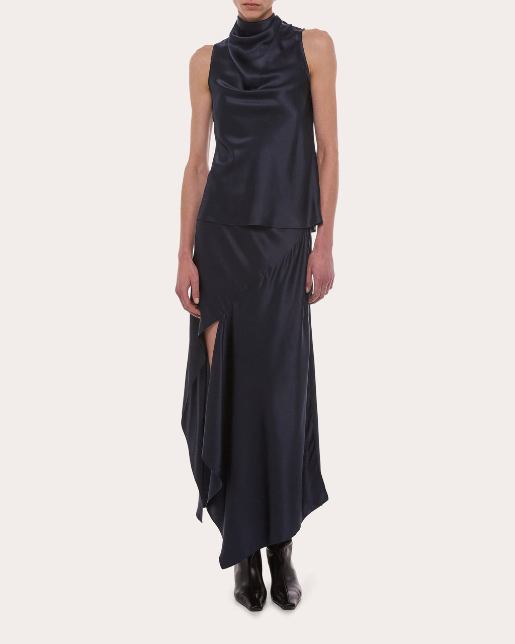 Silk Tie-Neck Sleeveless Top