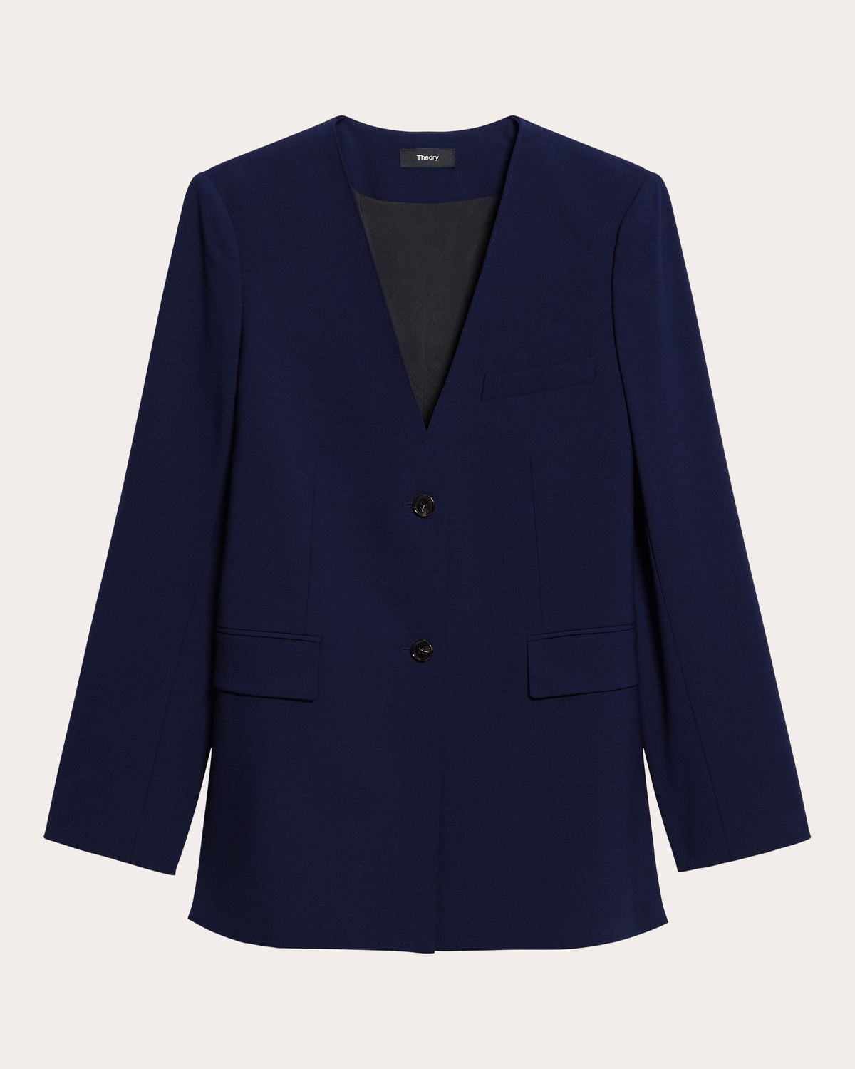 Good Wool Collarless Blazer