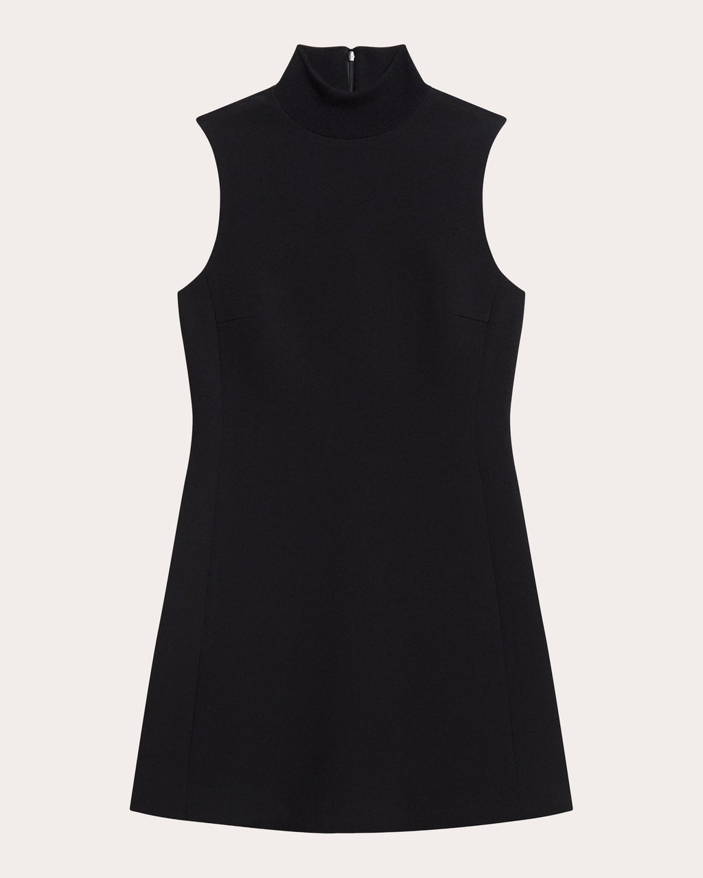 Crepe Mock Neck A-Line Mini Dress