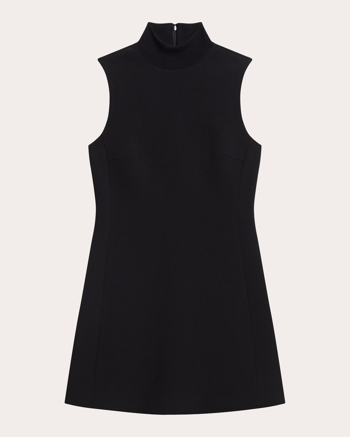 Crepe Mock Neck A-Line Mini Dress