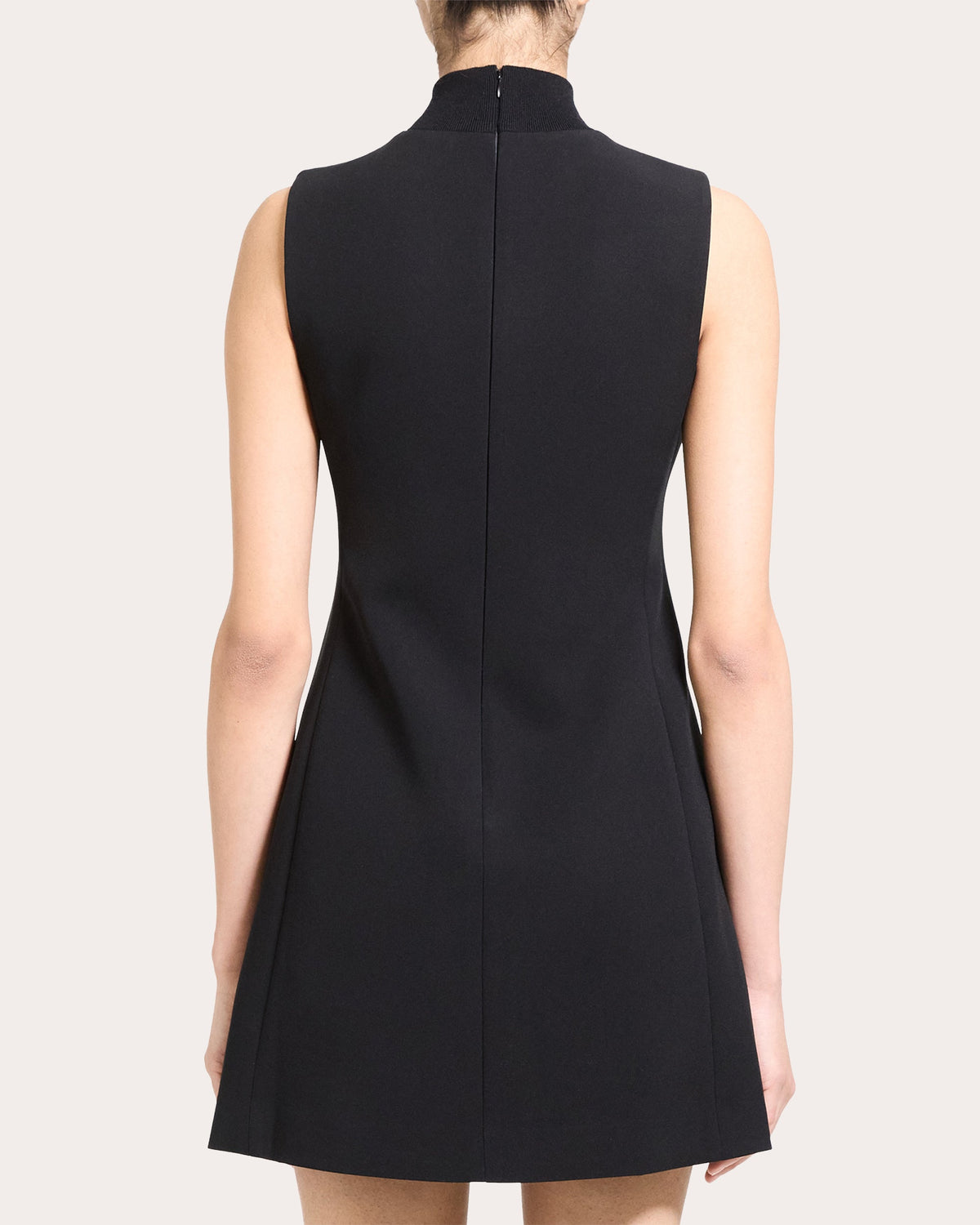 Crepe Mock Neck A-Line Mini Dress