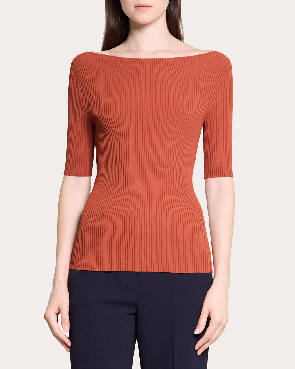 Rib Knit Boatneck Top