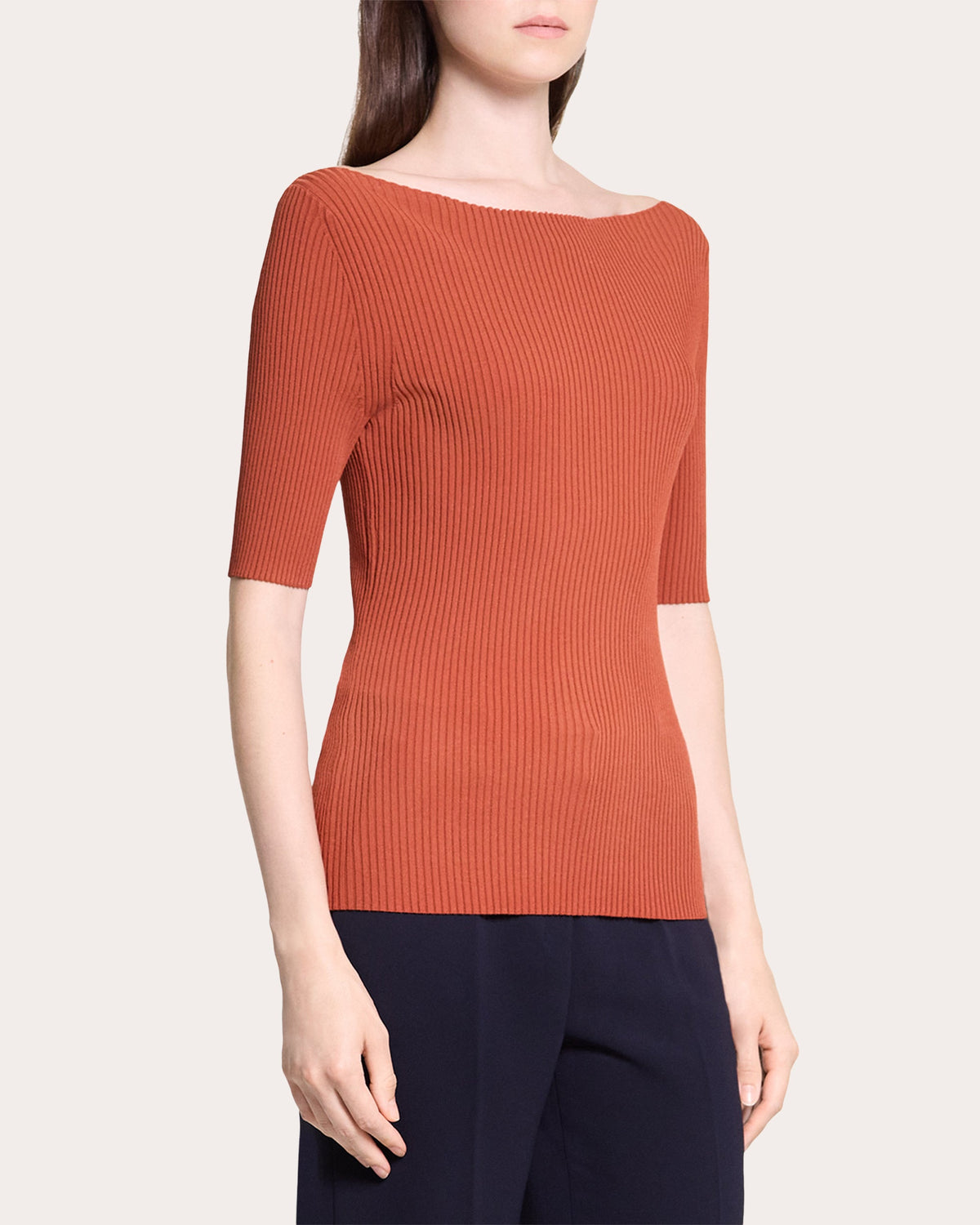 Rib Knit Boatneck Top