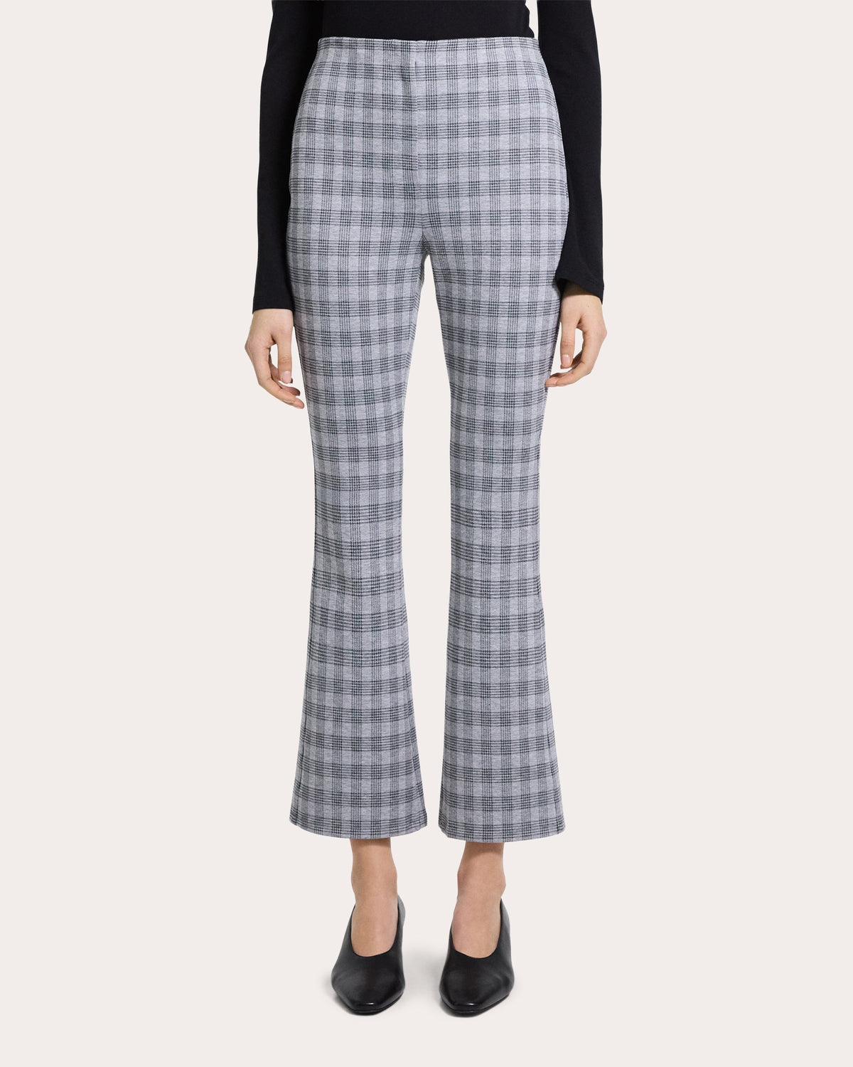 Plaid High-Rise Cropped Kick Pants