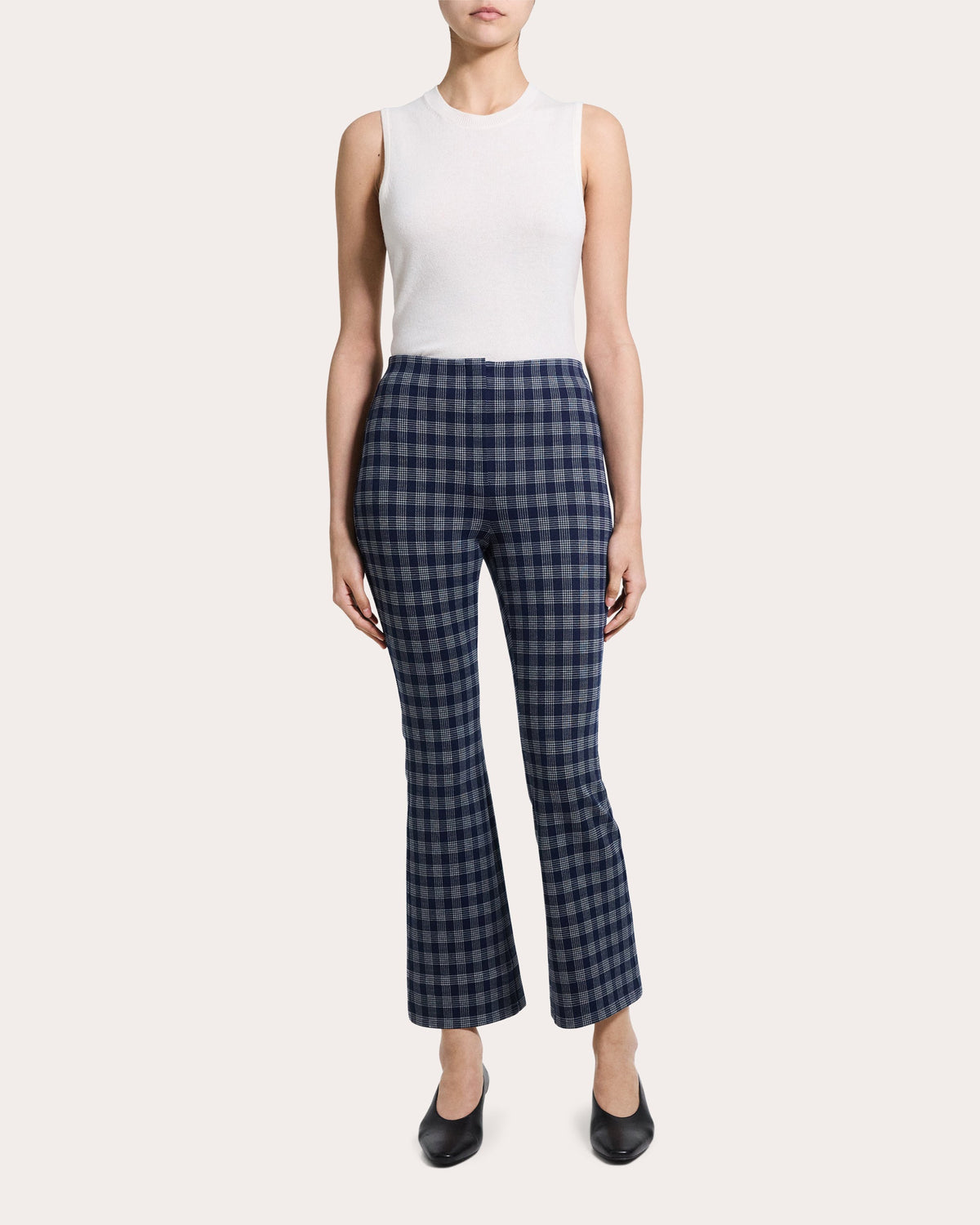 Plaid High-Rise Cropped Kick Pants