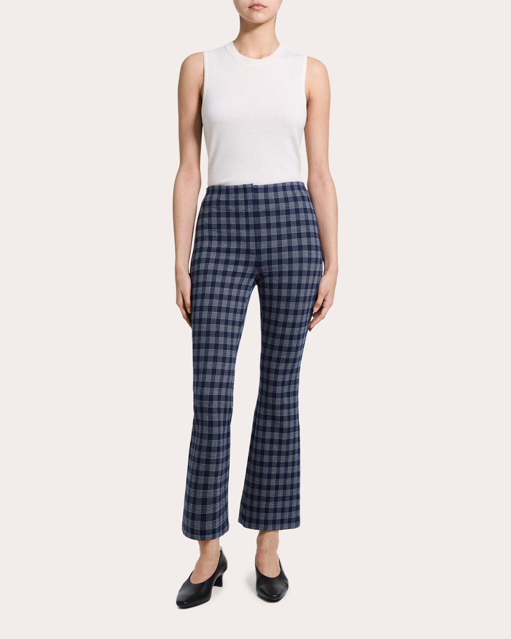 Plaid High-Rise Cropped Kick Pants